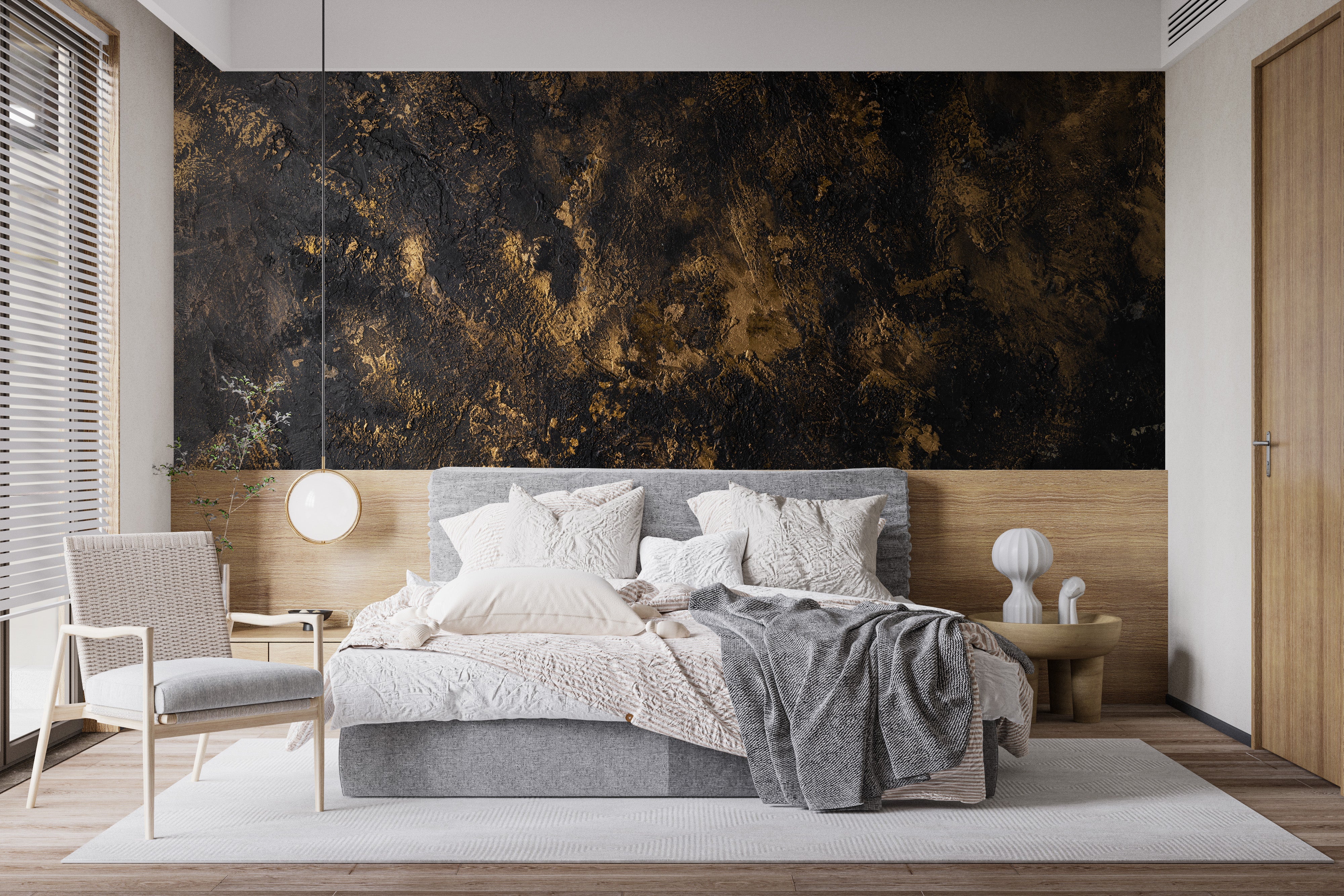 Black & Gold Rush Textured Wall Mural