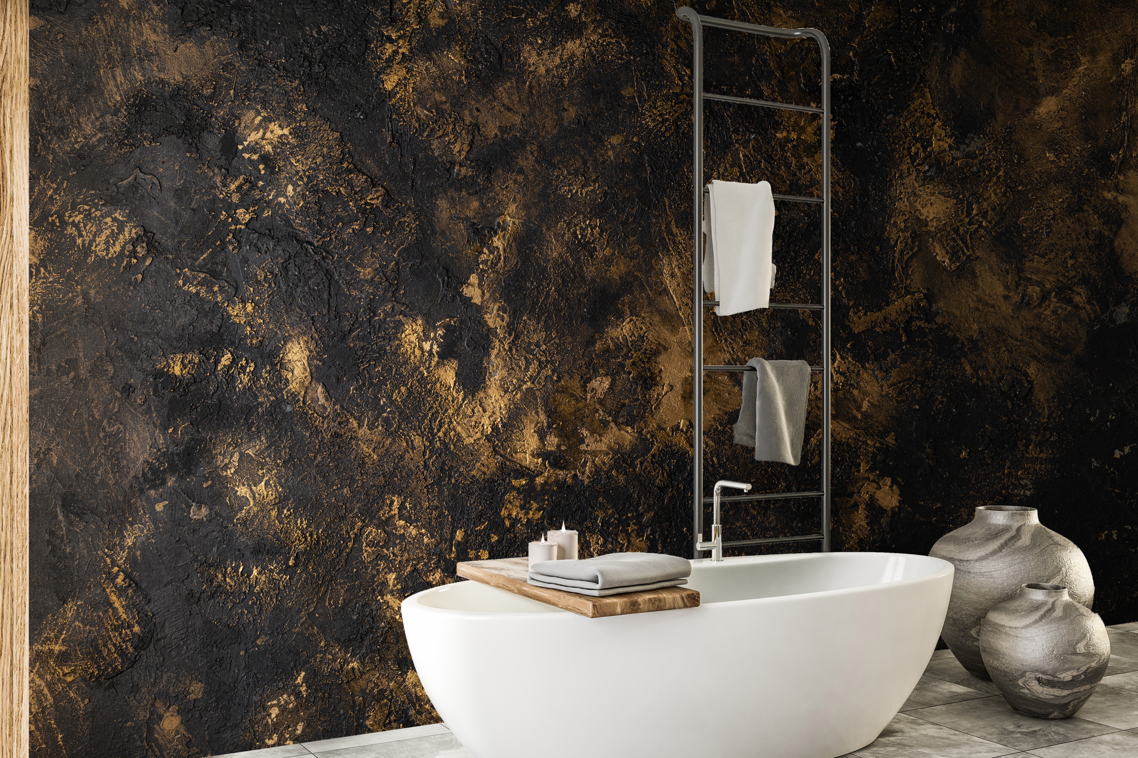 Textured Black & Gold Rush Wallpaper Mural