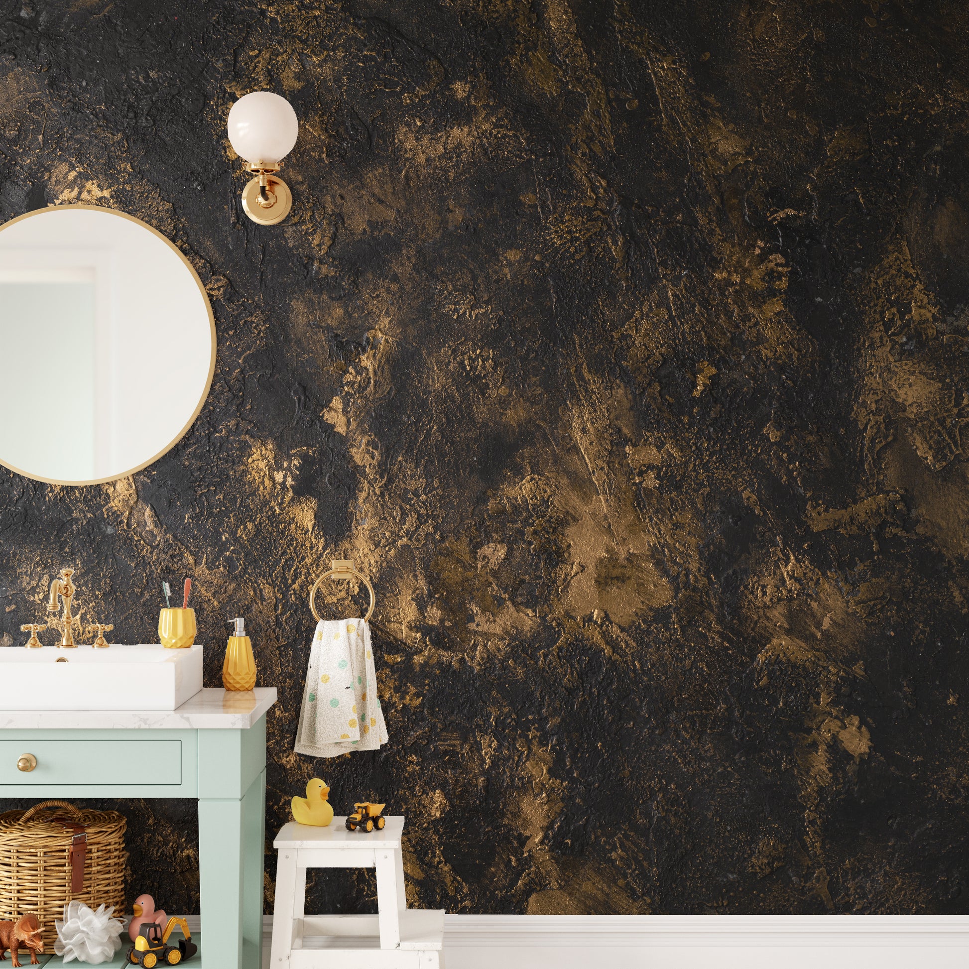 Black and Gold Rush Texture Wallpaper Mural