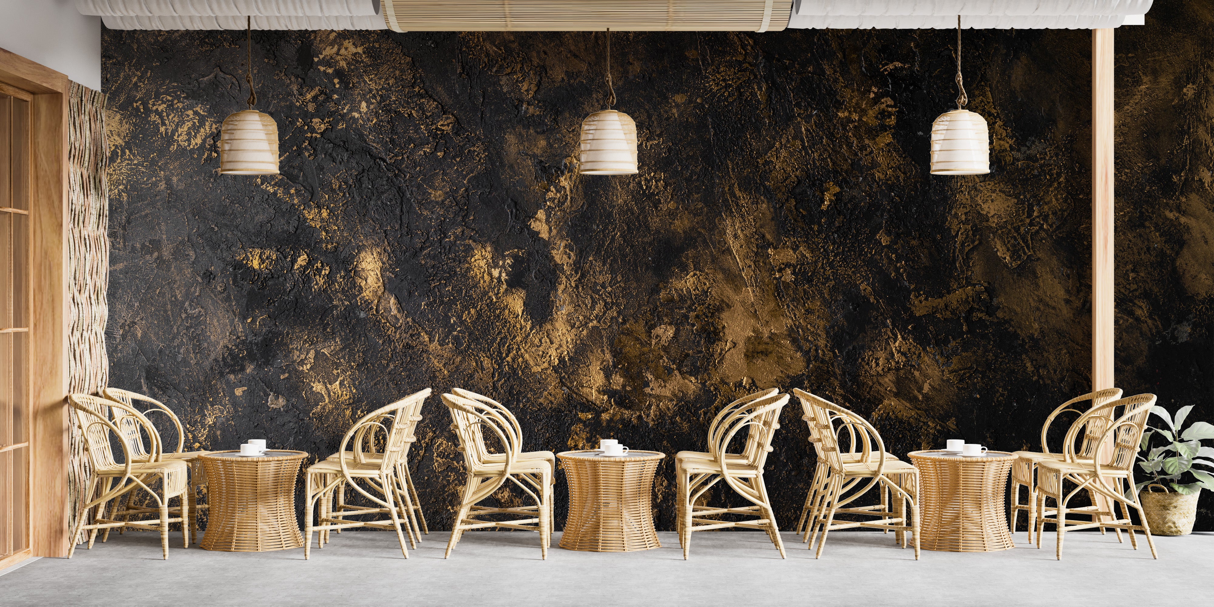 Black & Gold Rush Elegant Textured Wallpaper Mural