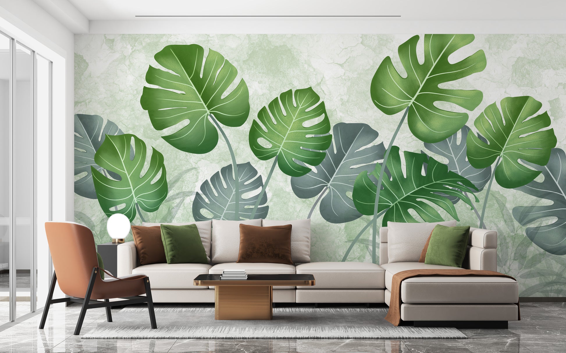 Exotic Jungle Canopy Leaves Wallpaper Mural