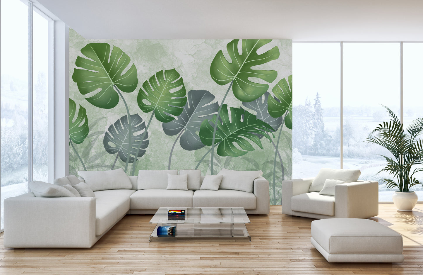 Canopy of Exotic Leaves Wallpaper Mural