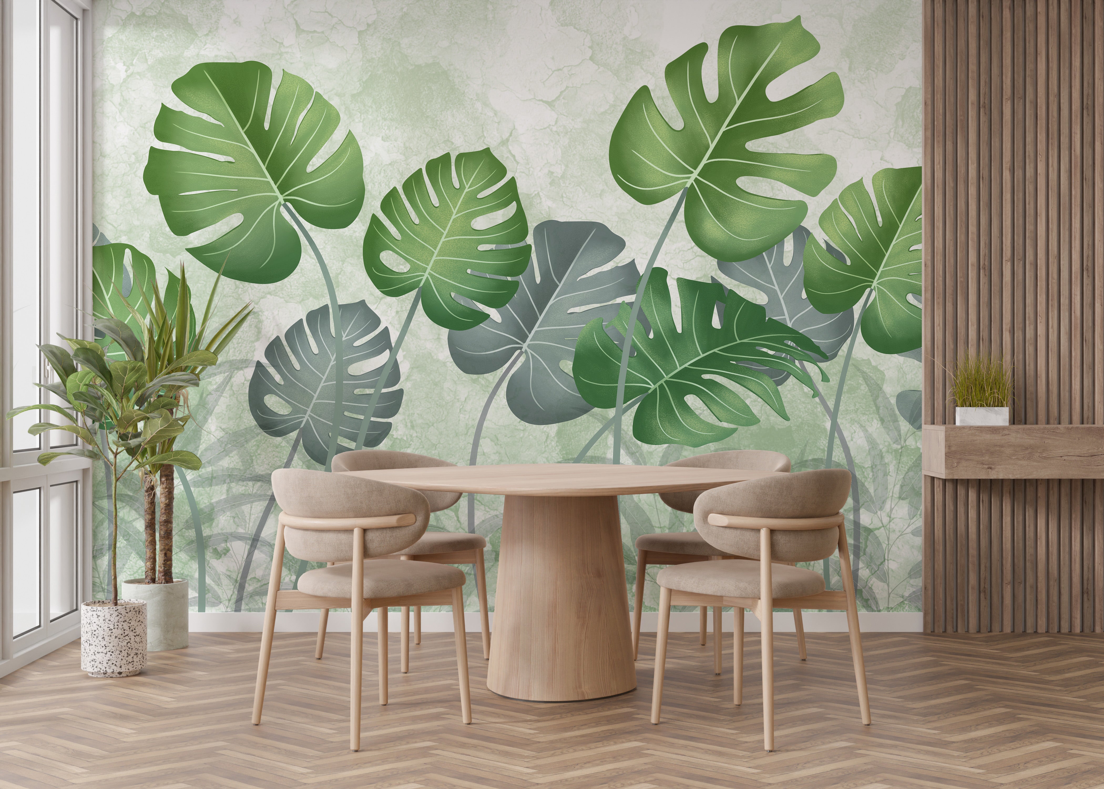 Exotic Green Canopy Leaves Wallpaper Mural