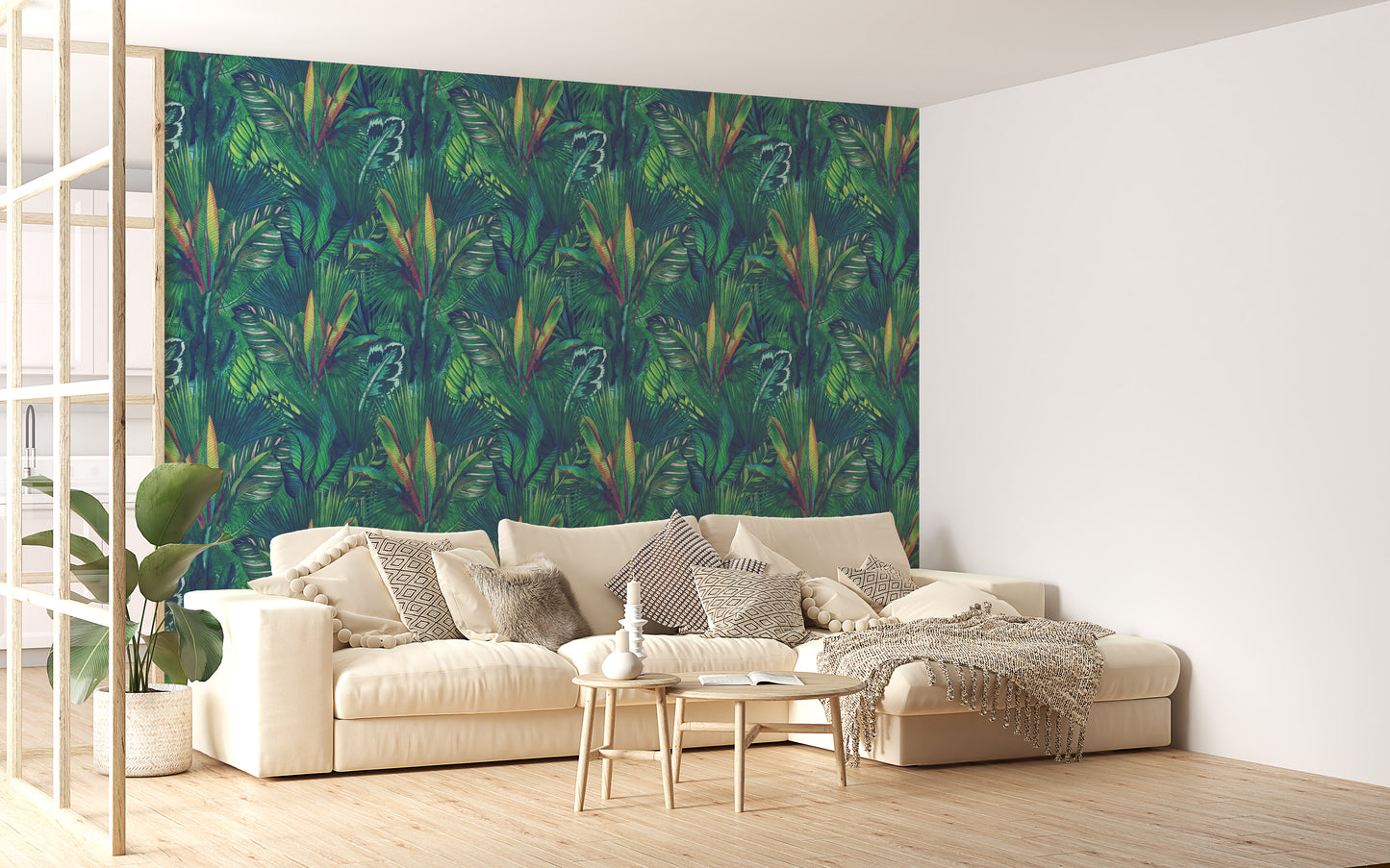 Removable Tropical Palm Leaf Wallpaper Mural