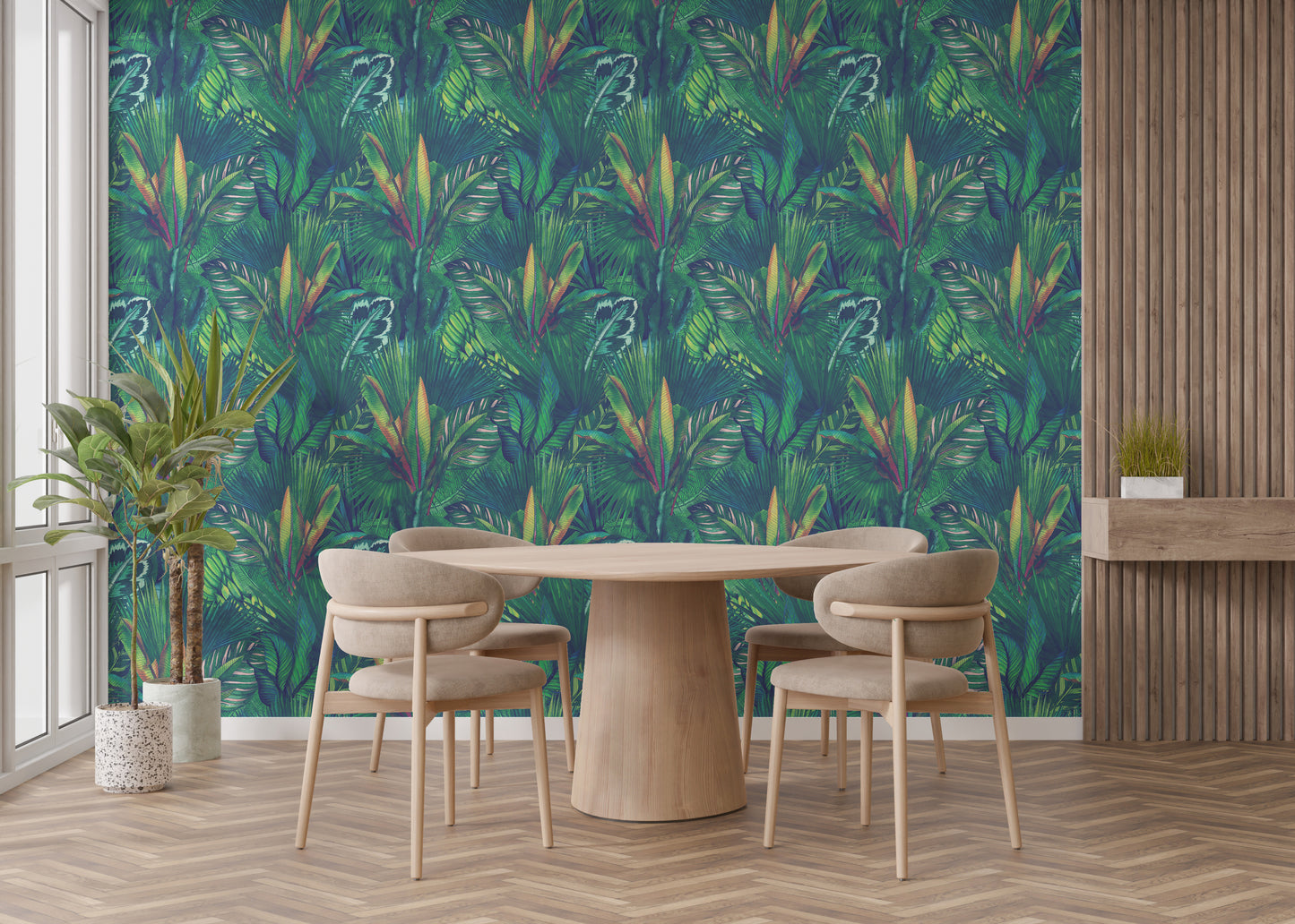 Removable Wallpaper with Tropical Foliage