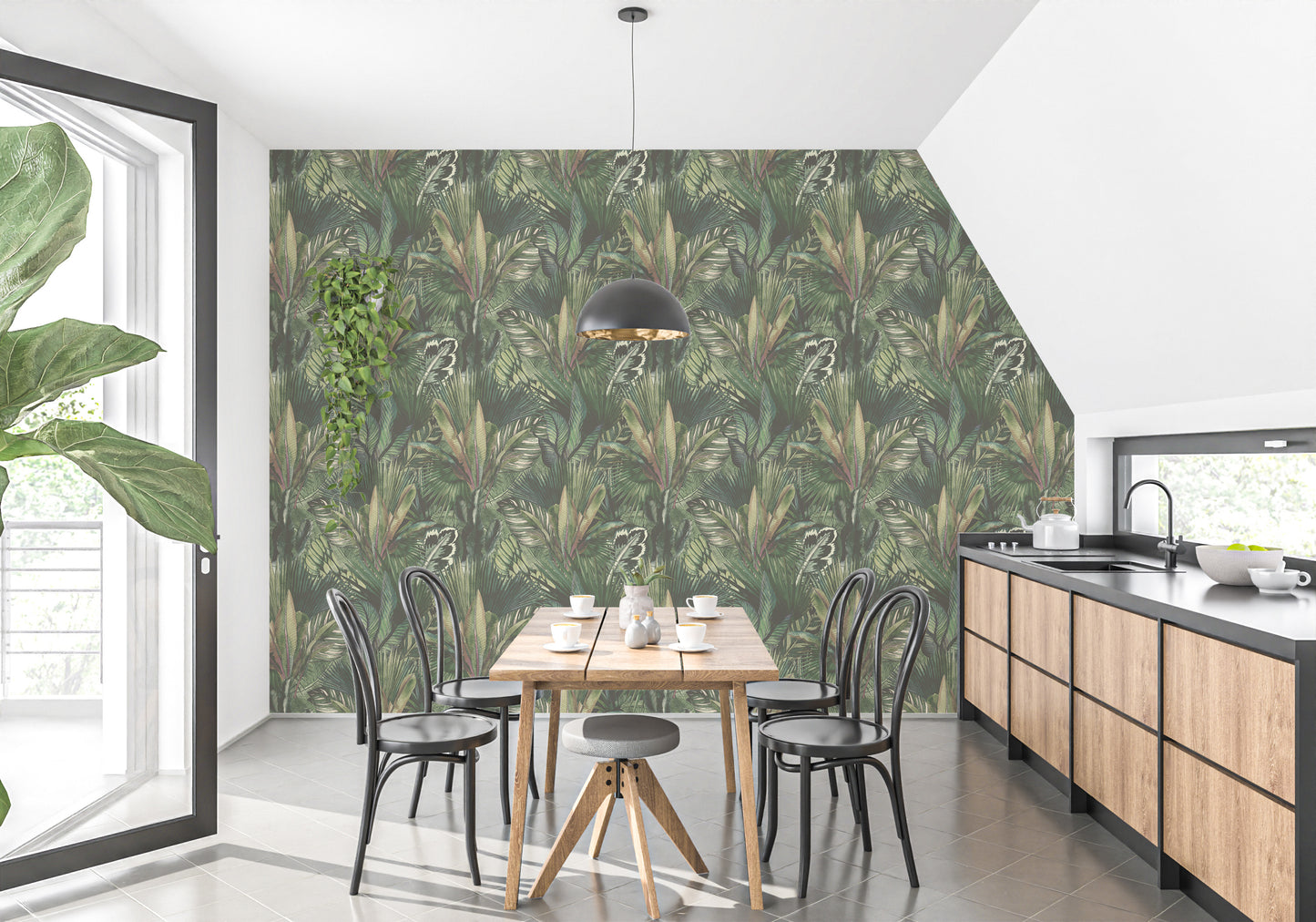 Elegant Watercolor Greenery Infusion Wallpaper Mural