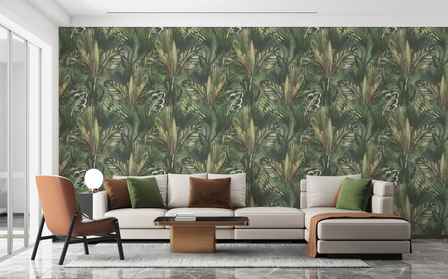 Watercolor Greenery Infusion Mural for bright walls