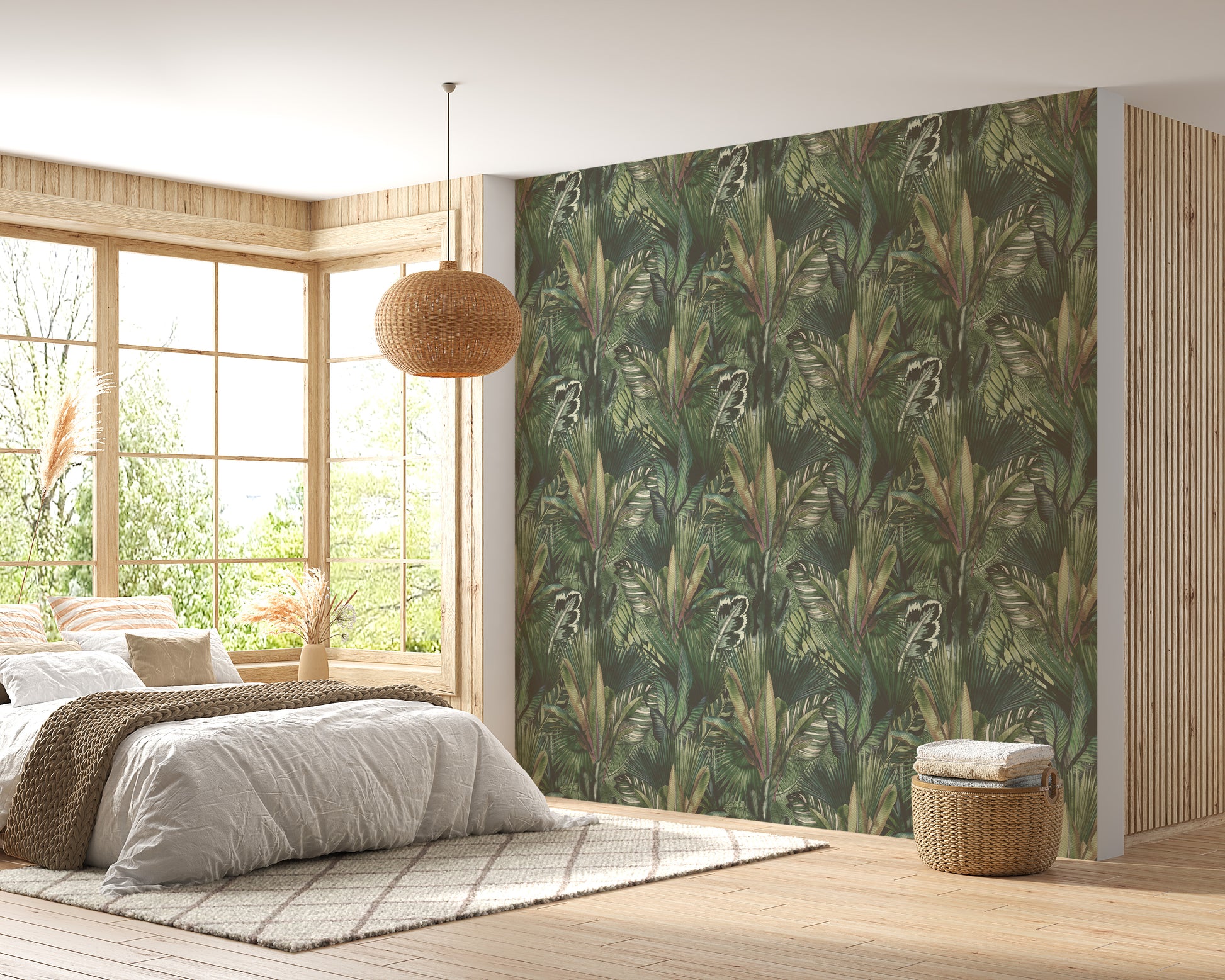 Watercolor Greenery Infusion Mural for modern spaces