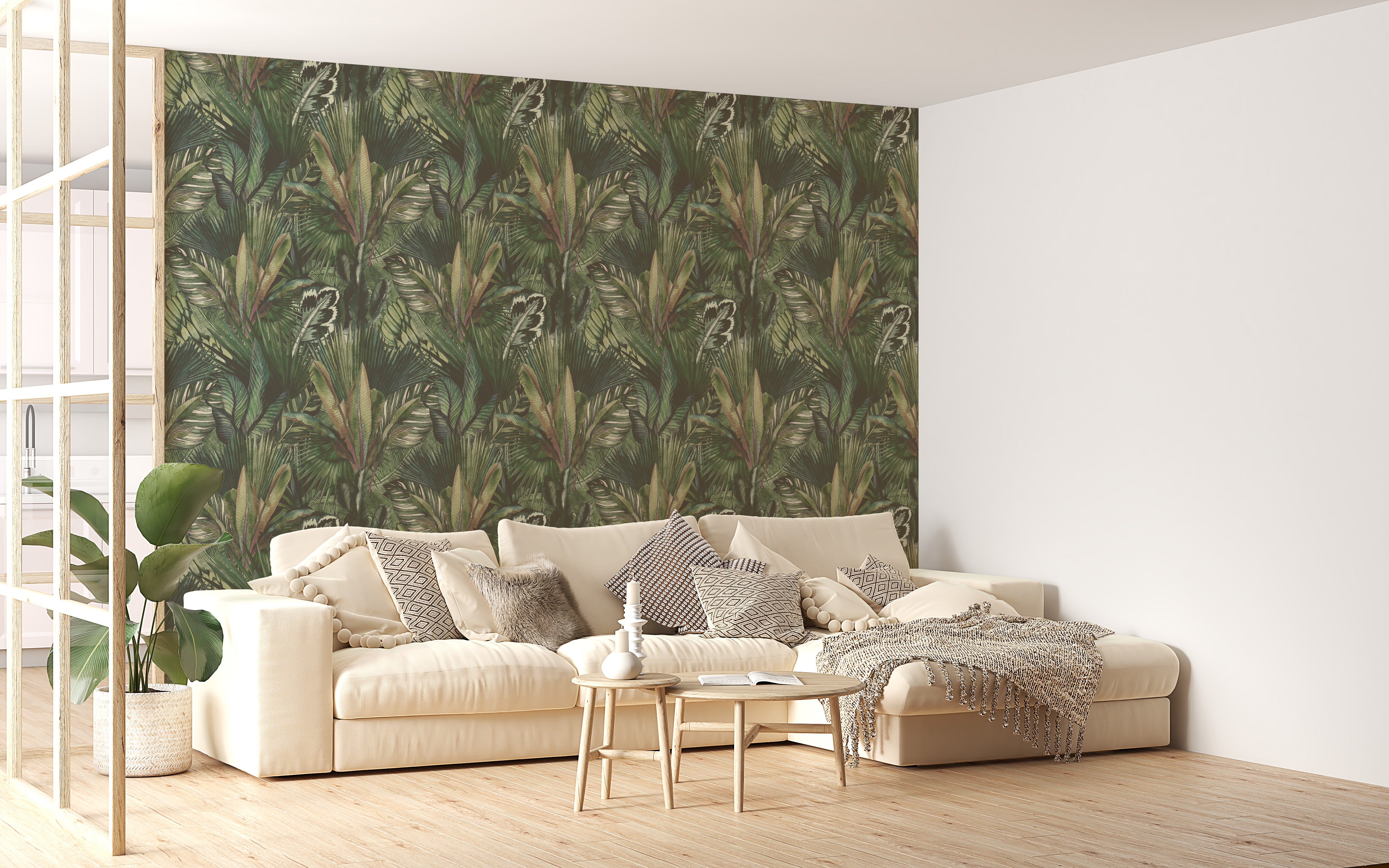 Greenery Infusion Watercolor Wallpaper Mural style
