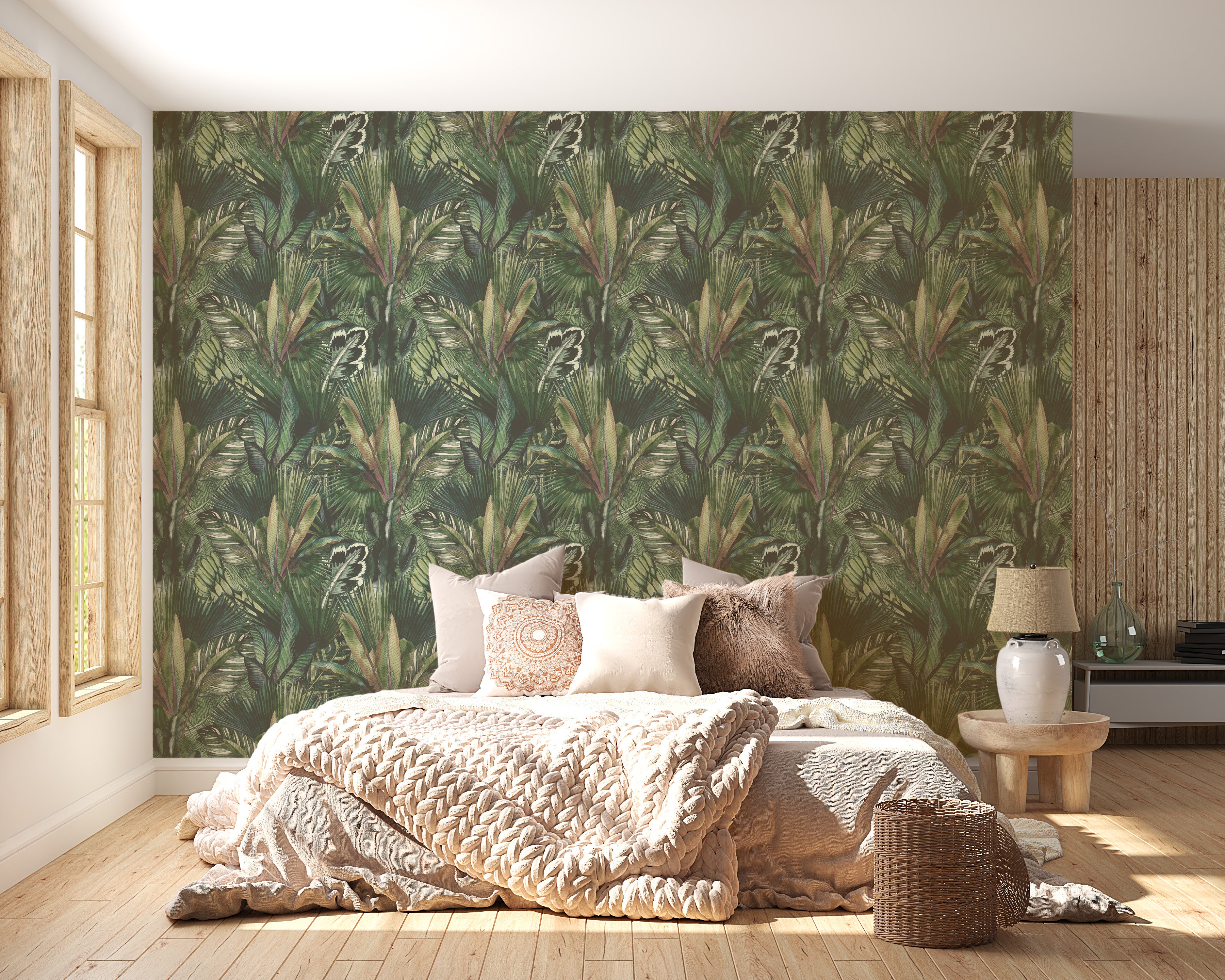 Watercolor Greenery Infusion Mural for home walls
