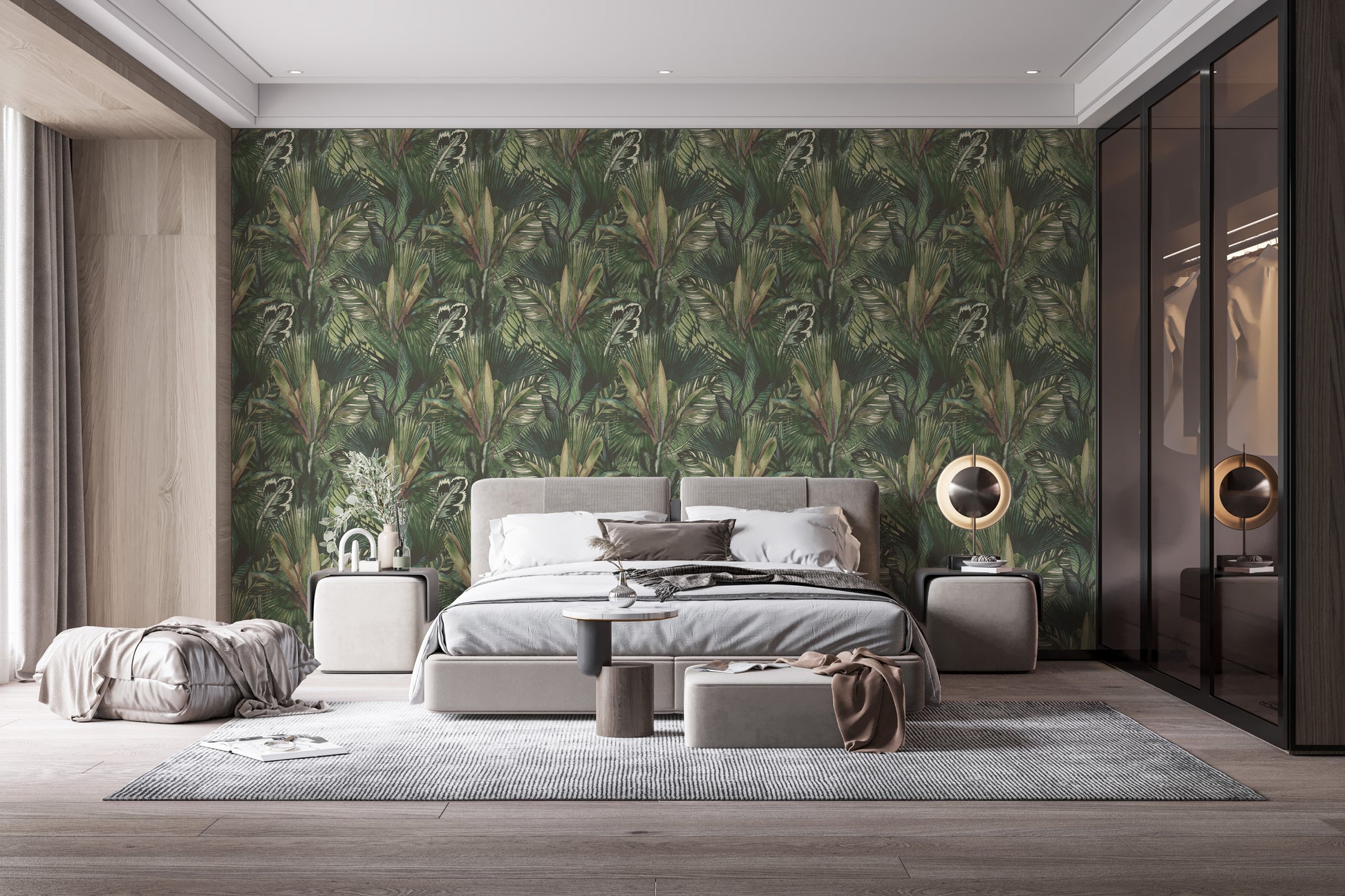 Greenery Infusion Watercolor Wallpaper Mural design