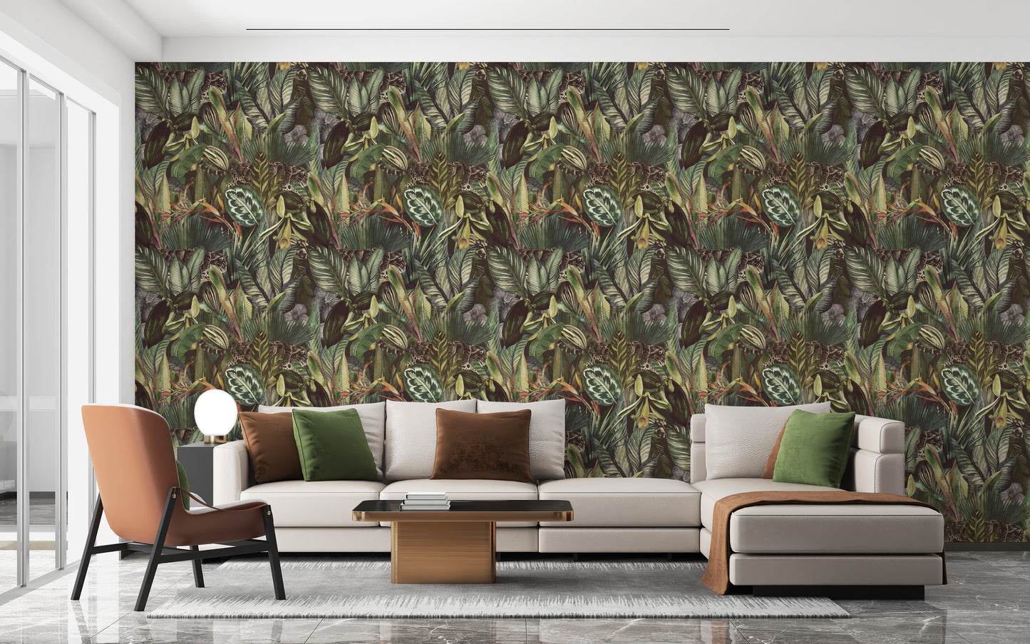 Artistic Tropical Leaf Tapestry Mural for room walls
