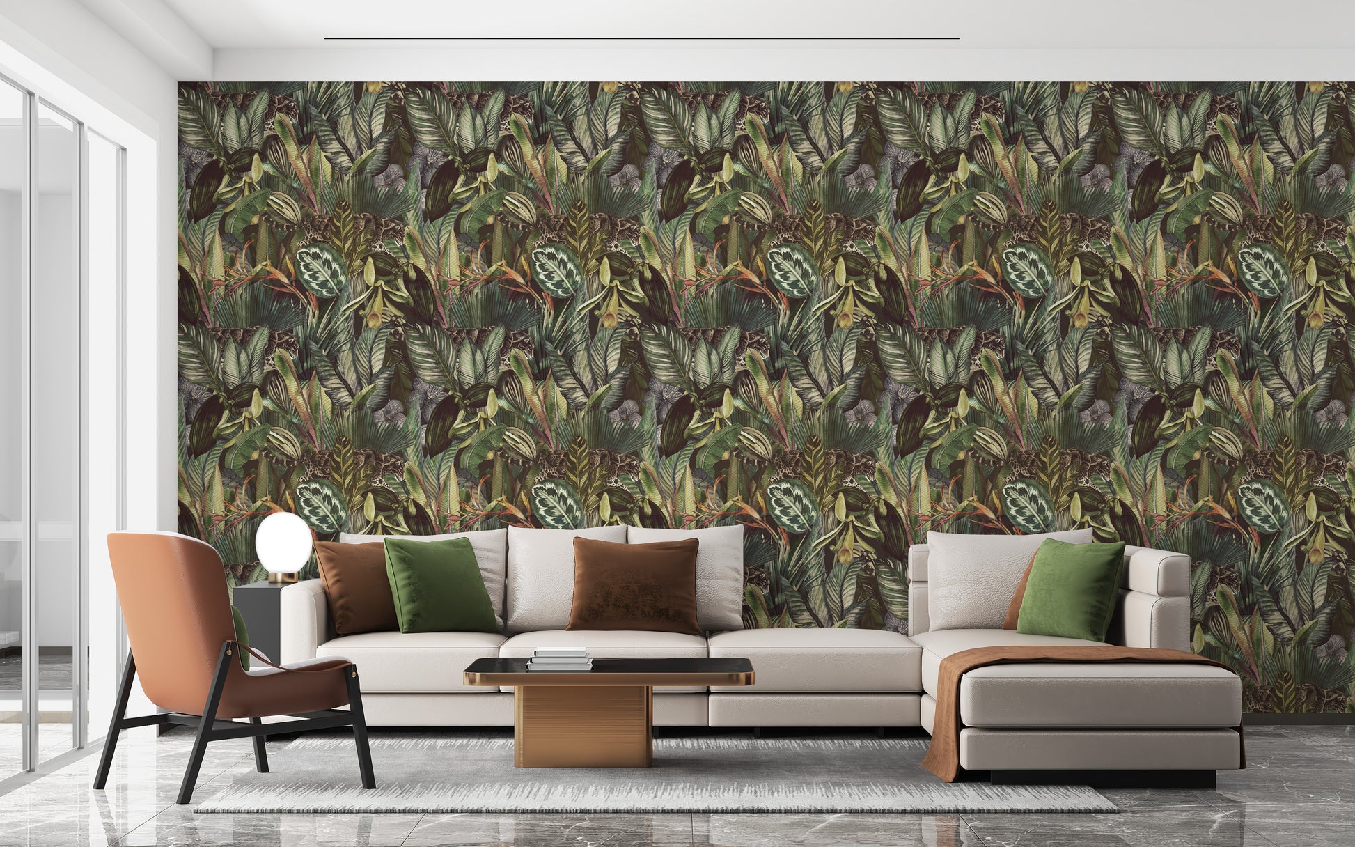 Artistic Tropical Leaf Tapestry Mural for room walls
