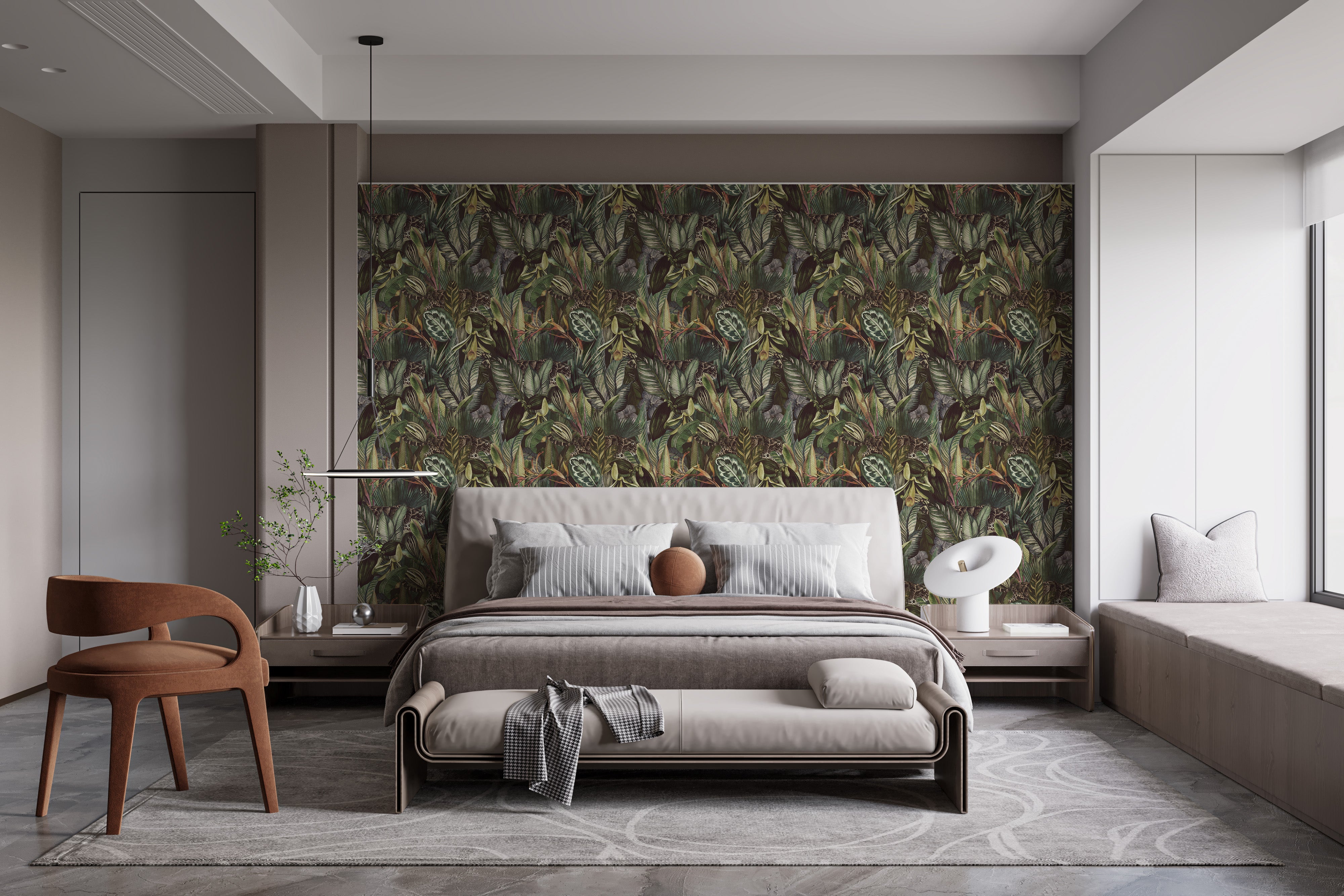 Artistic Tropical Leaf Tapestry Mural for nature lovers