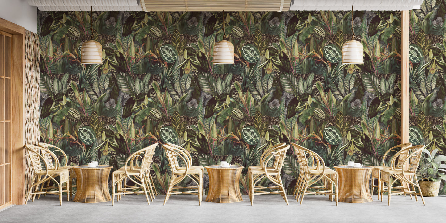 Artistic Tropical Leaf Tapestry Wallpaper Mural decor