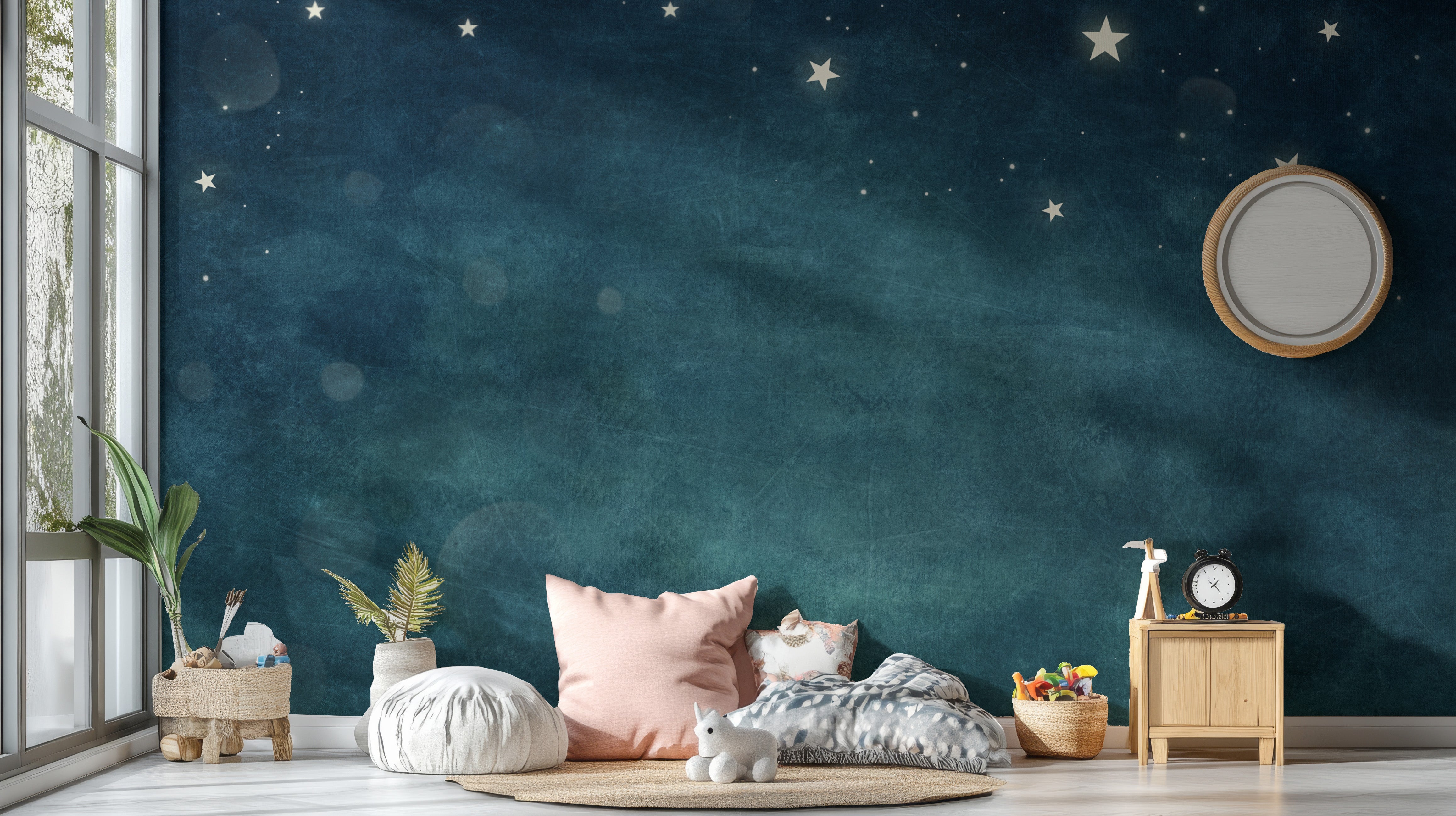 Blue Nebula Bliss Removable Wallpaper Mural for rooms