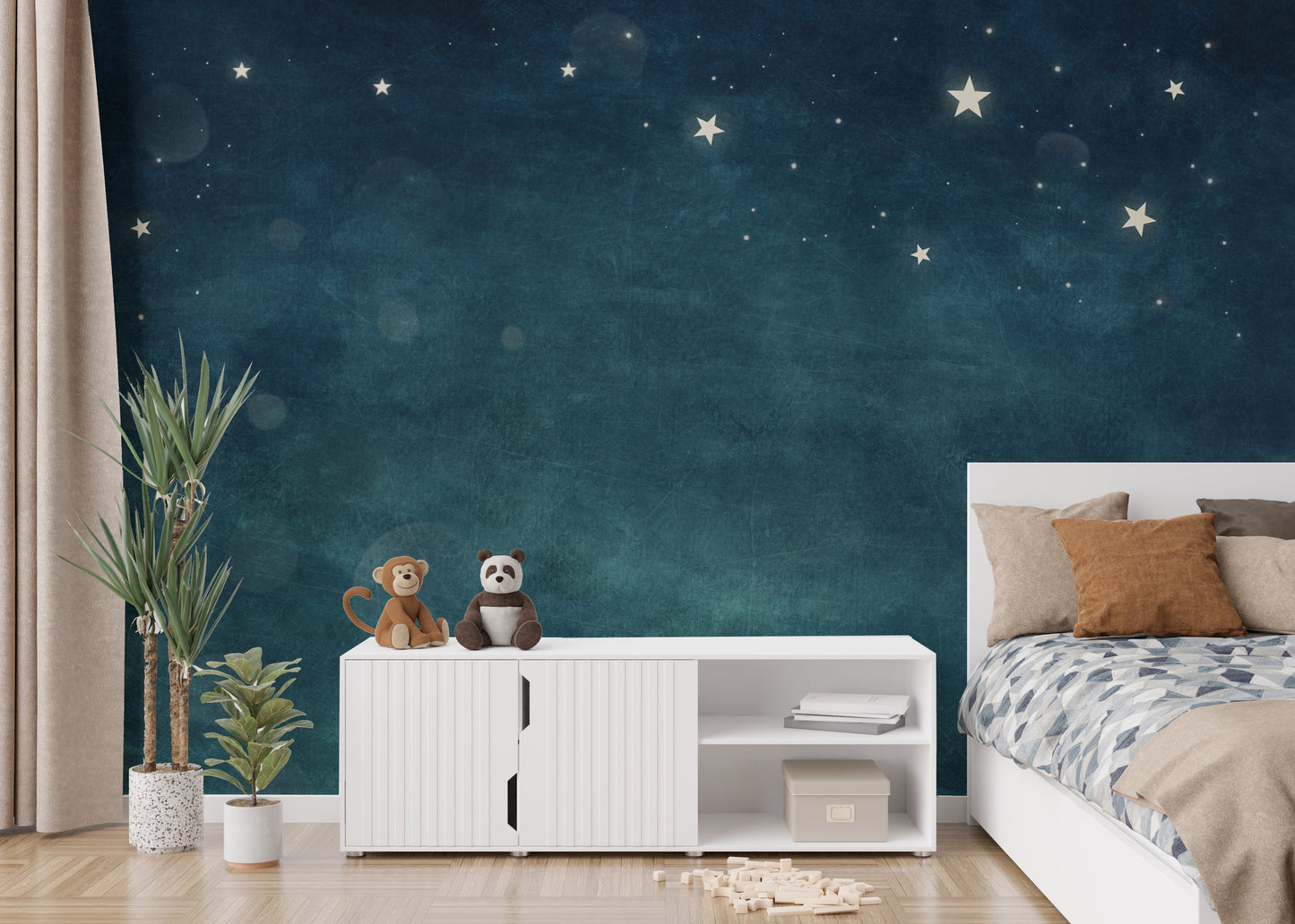 Blue Nebula Bliss Removable Mural for bright walls