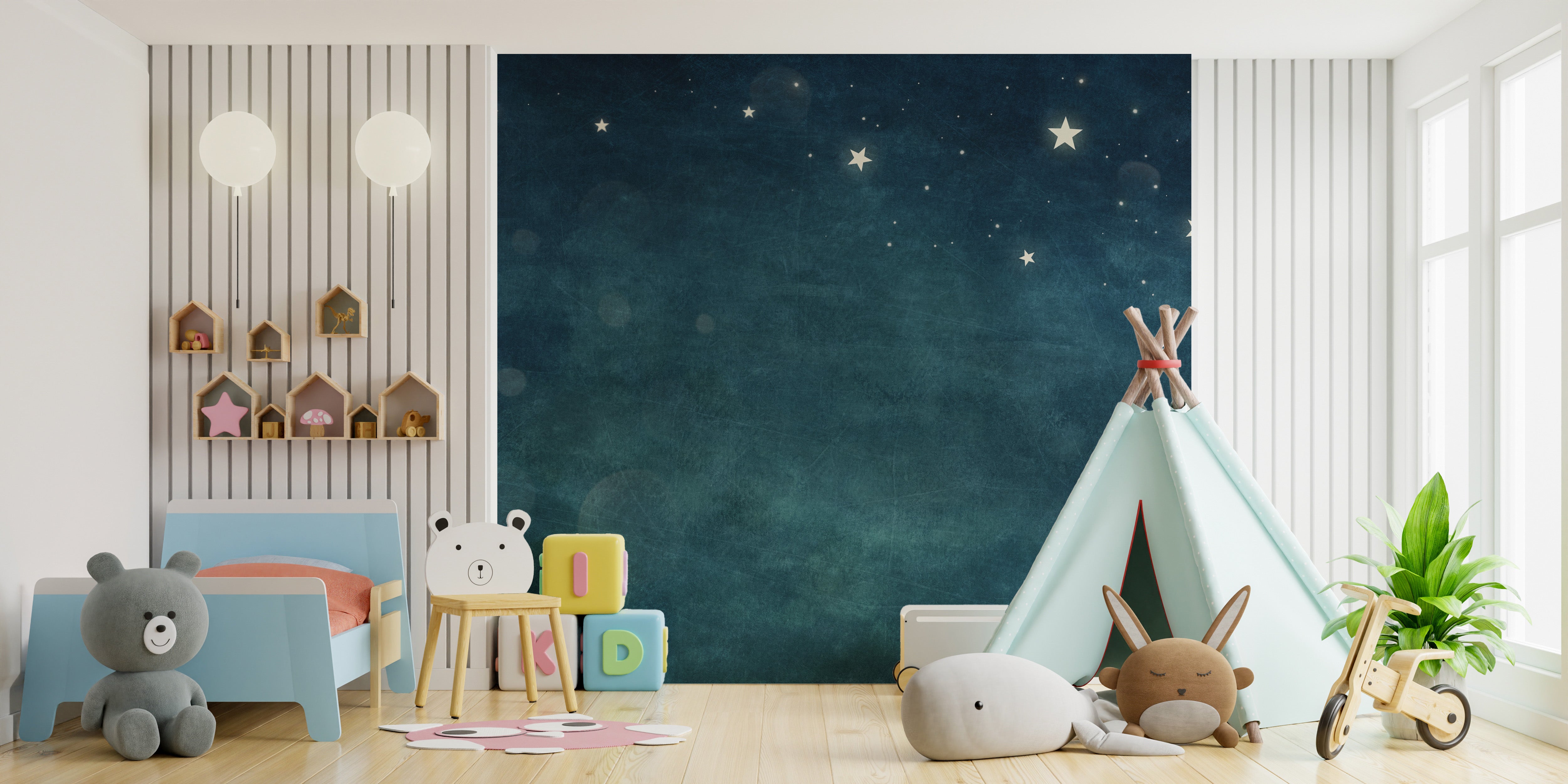 Removable Blue Nebula Bliss Mural for vibrant spaces