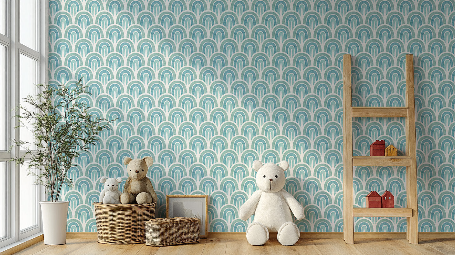 Warm Blue Abstract Delight Wallpaper Mural for rooms