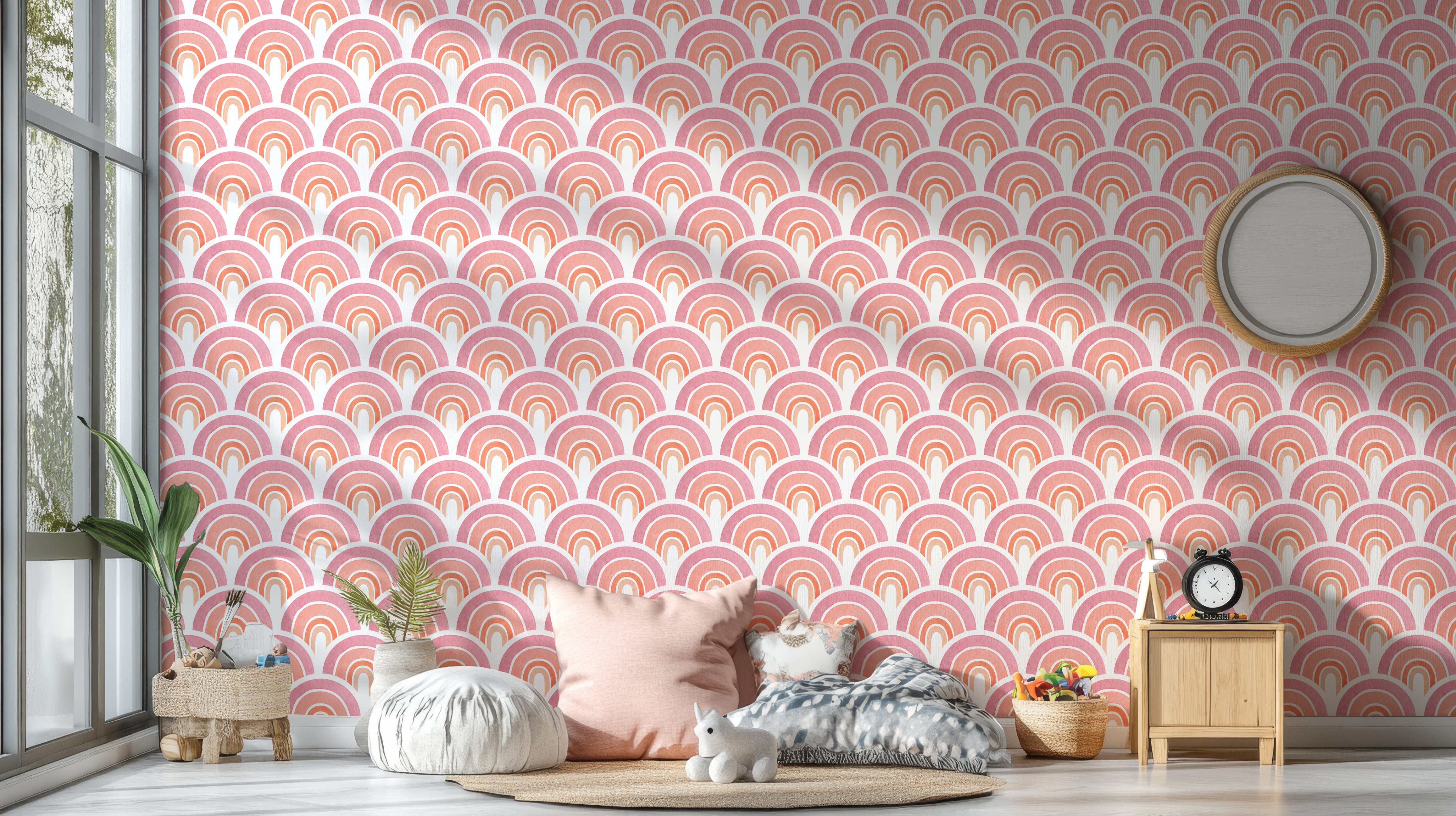 Pink Arch Patterns Removable Wall Mural for stylish walls