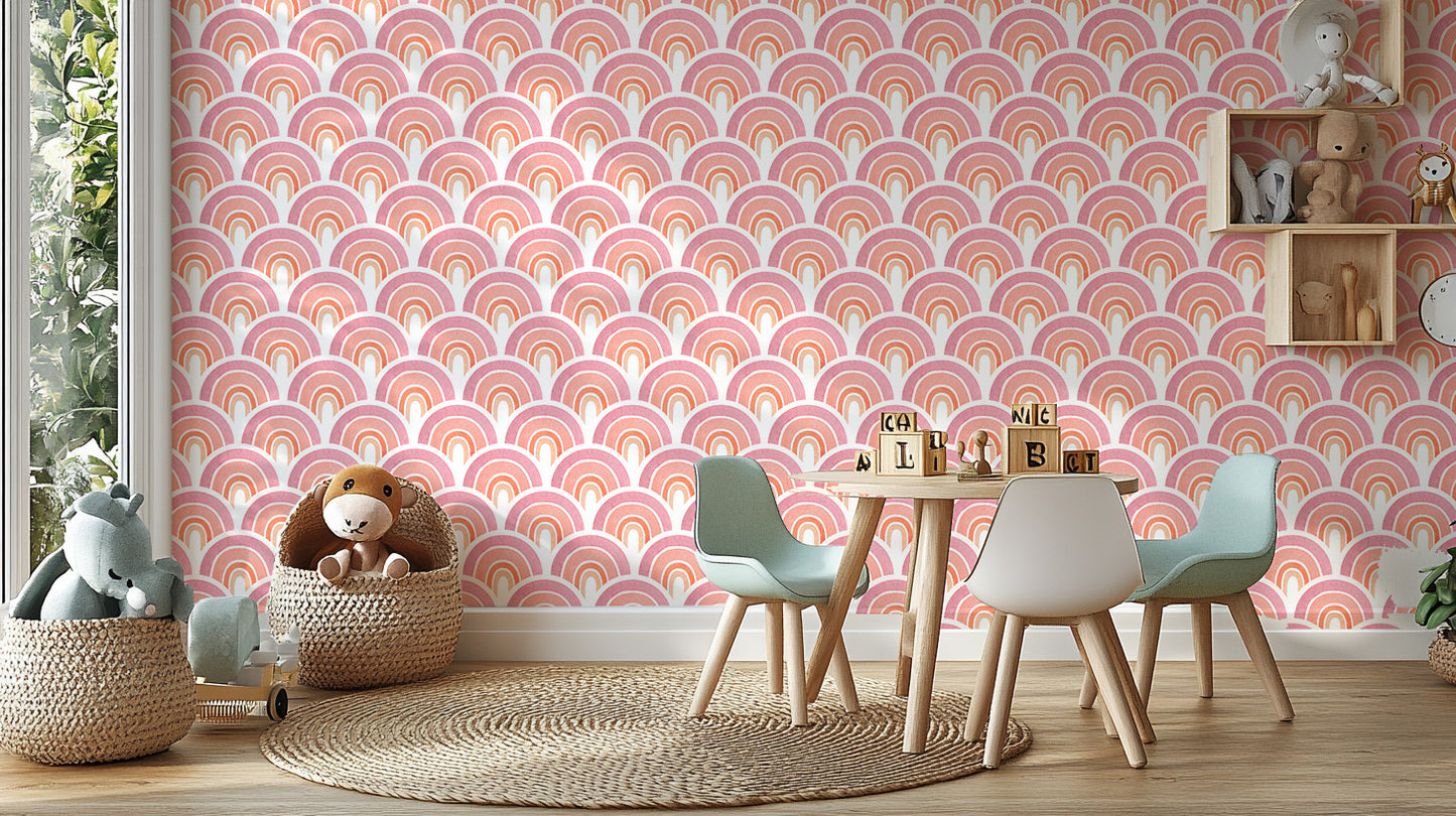 Pink Arch Patterns Removable Wallpaper Mural for spaces