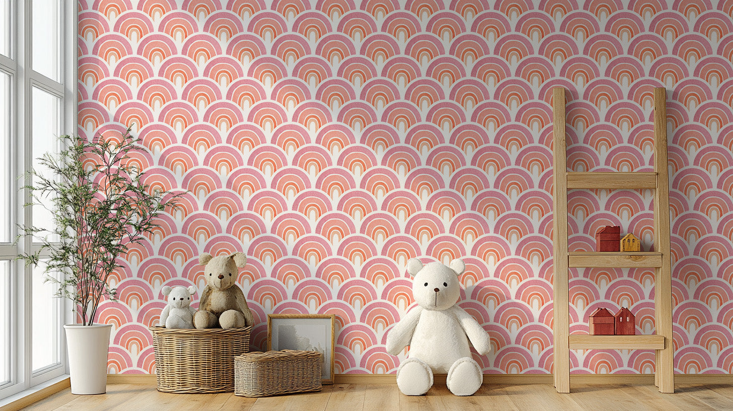 Pink Arch Patterns Removable Wall Mural for modern rooms
