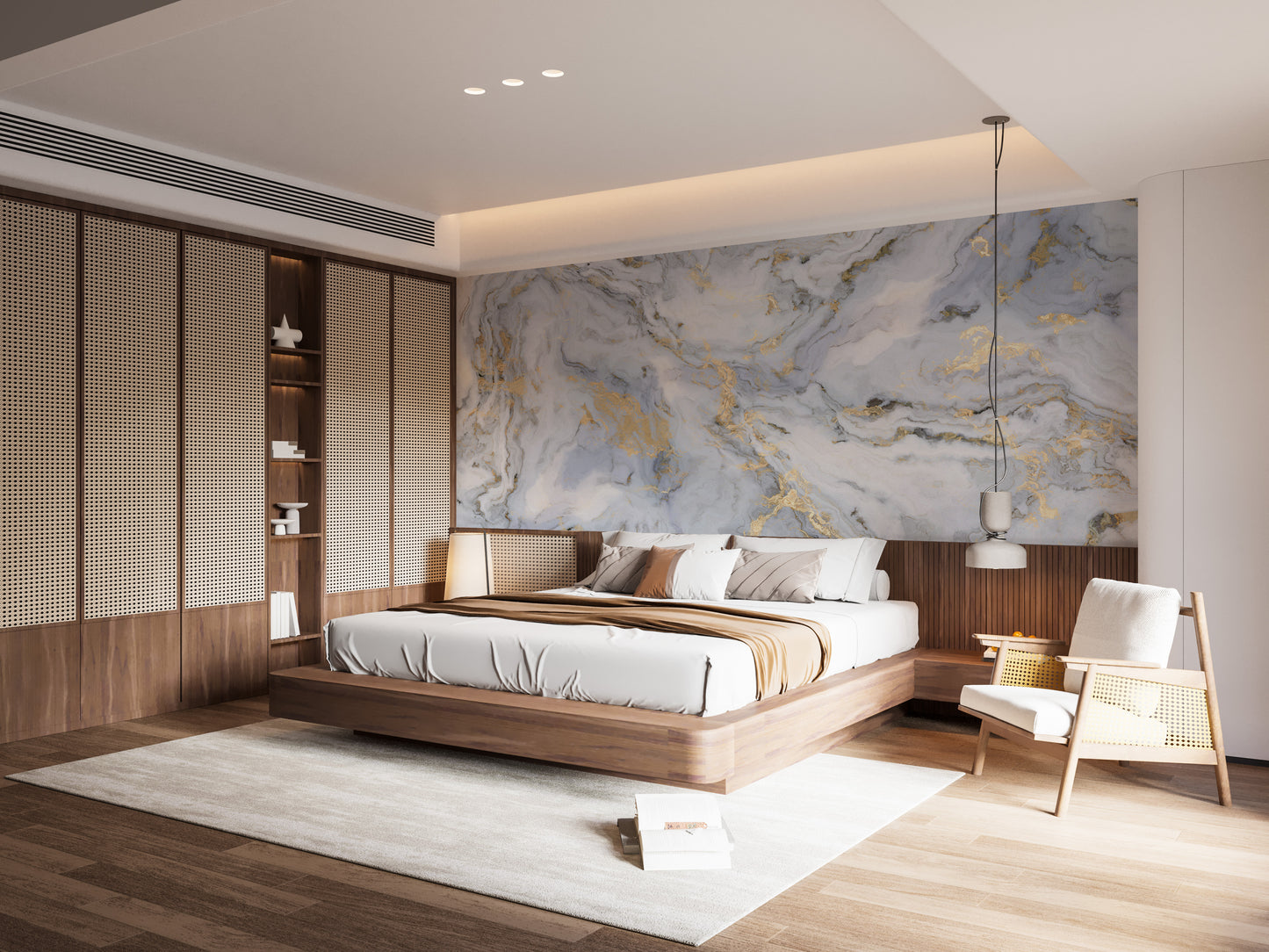 White Marble with Golden Touch Wallpaper Mural for luxe look