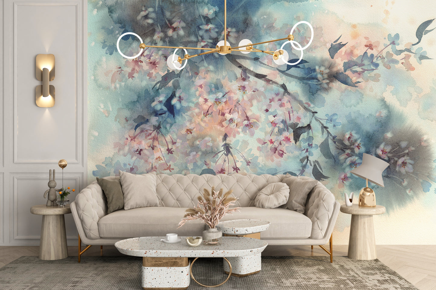 Self Adhesive Elegant Peach Petal Wall Mural for trendy look