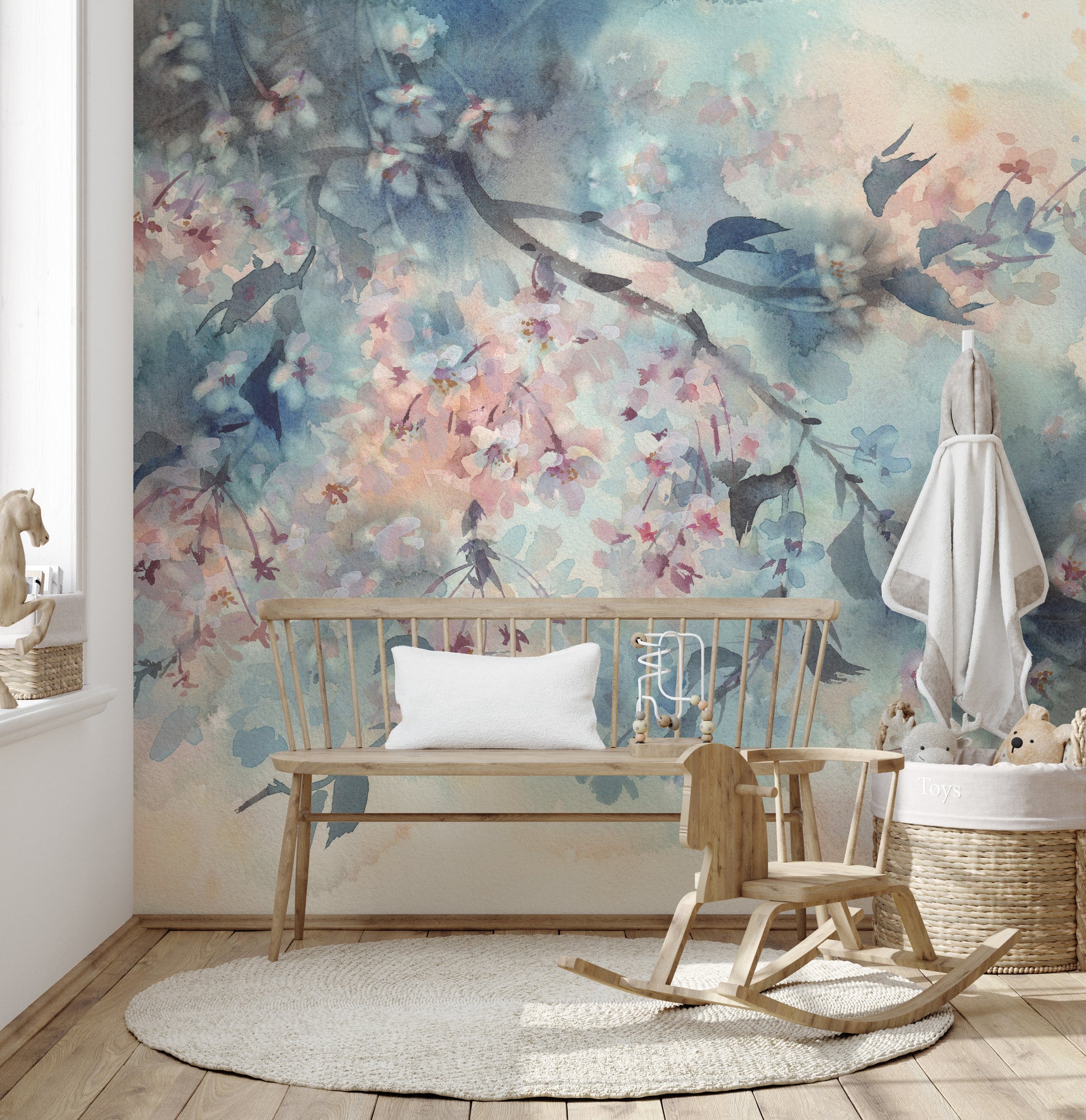 Self Adhesive Elegant Peach Petal Wall Mural for fresh style