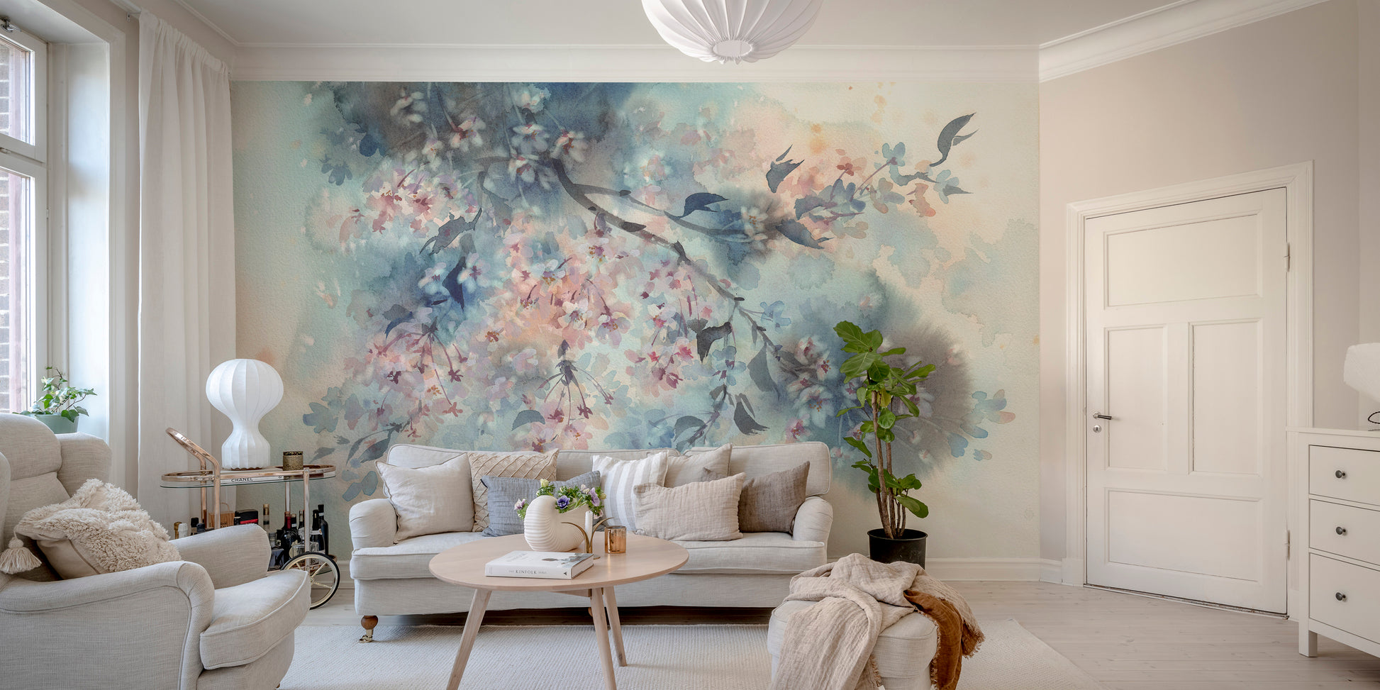 Self Adhesive Elegant Peach Petal Mural for modern spaces