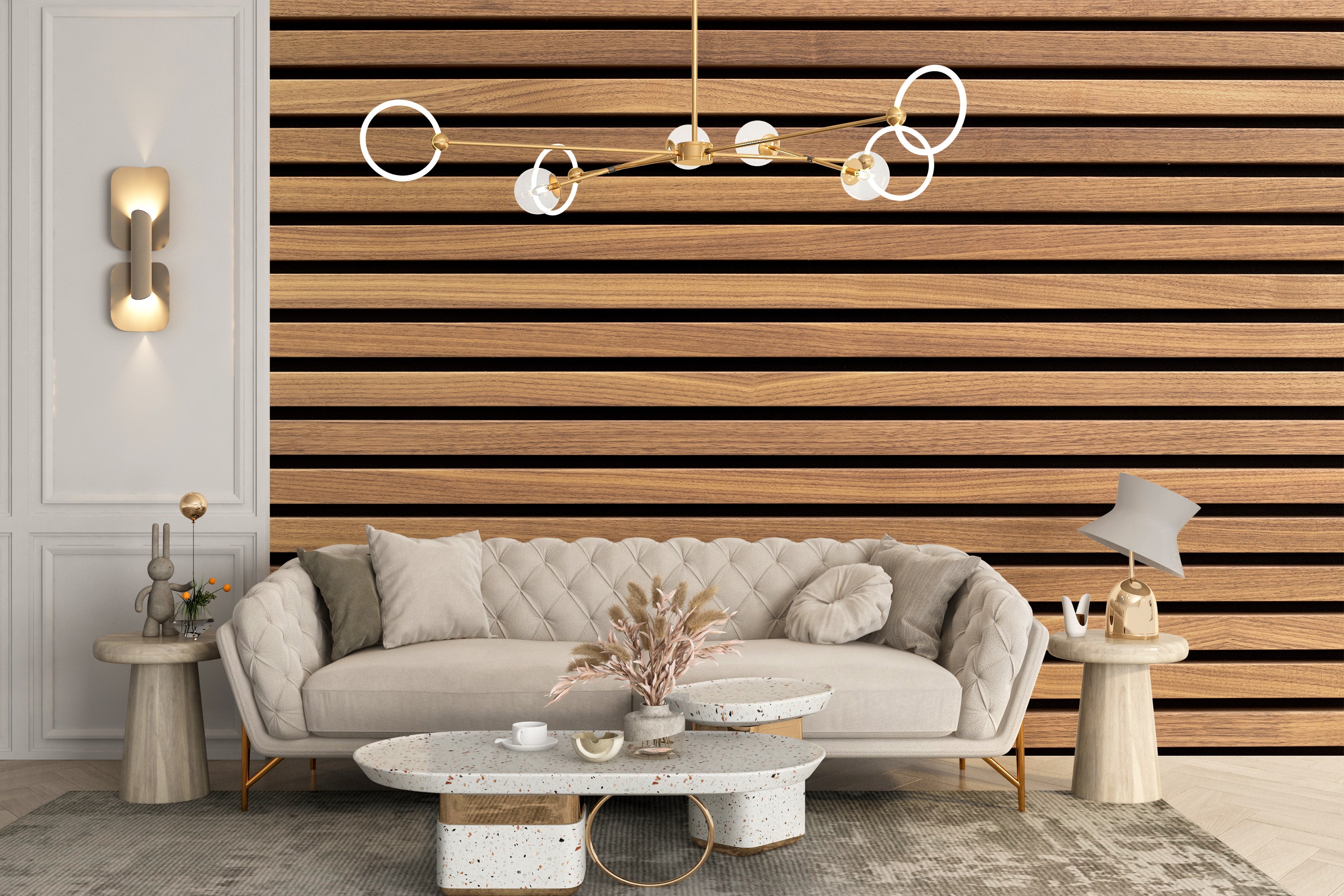 Horizontal Striped Wood Surfaces Wall Mural for chic rooms