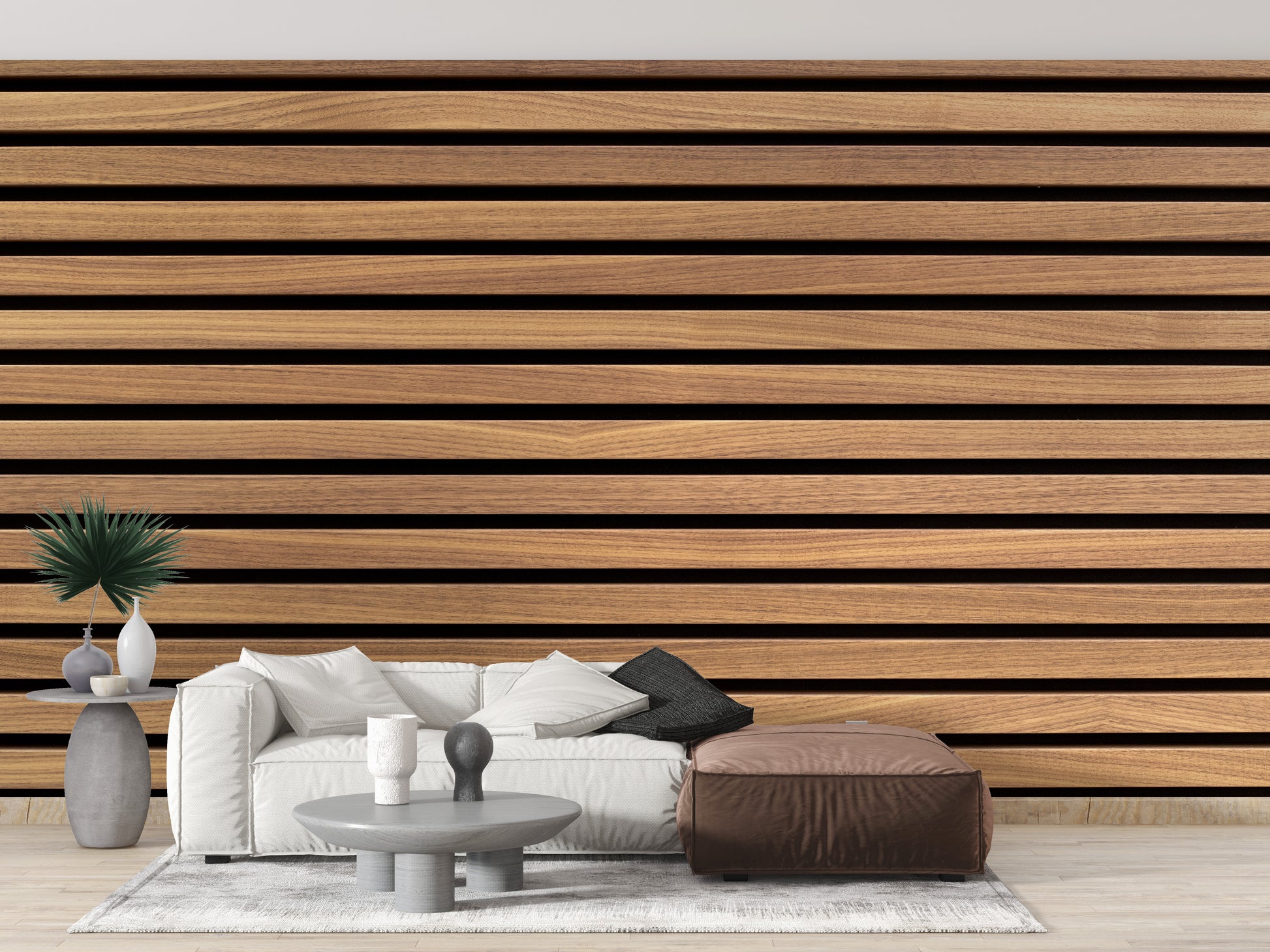 Horizontal Striped Wood Surfaces Wall Mural for rustic spaces