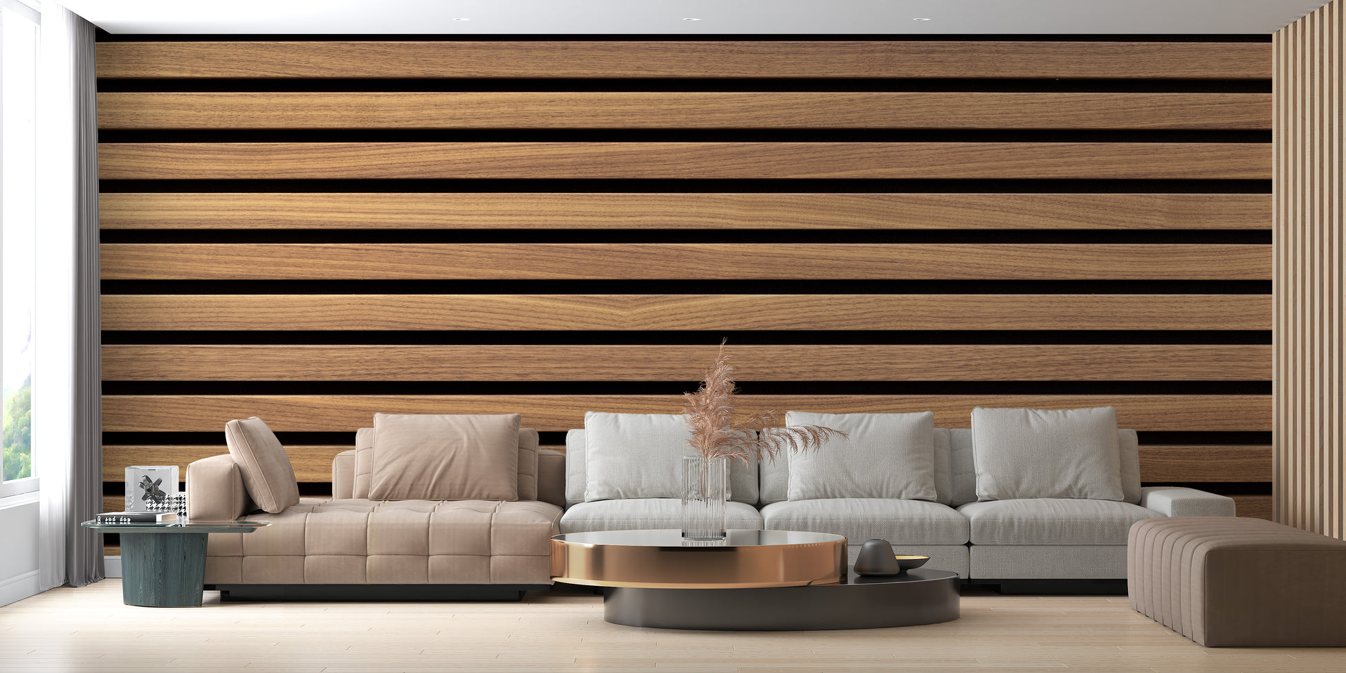 Horizontal Striped Wood Surfaces Wallpaper for a cozy feel