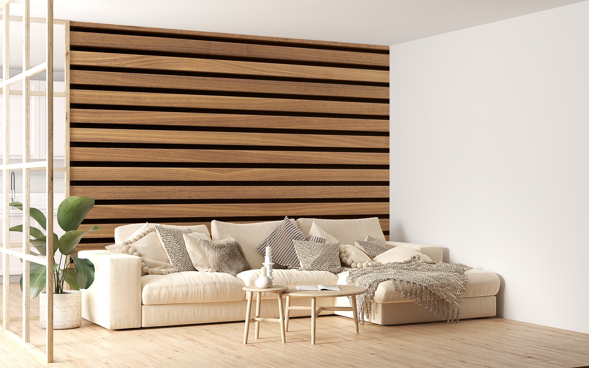 Horizontal Striped Wood Surfaces Wall Mural for style