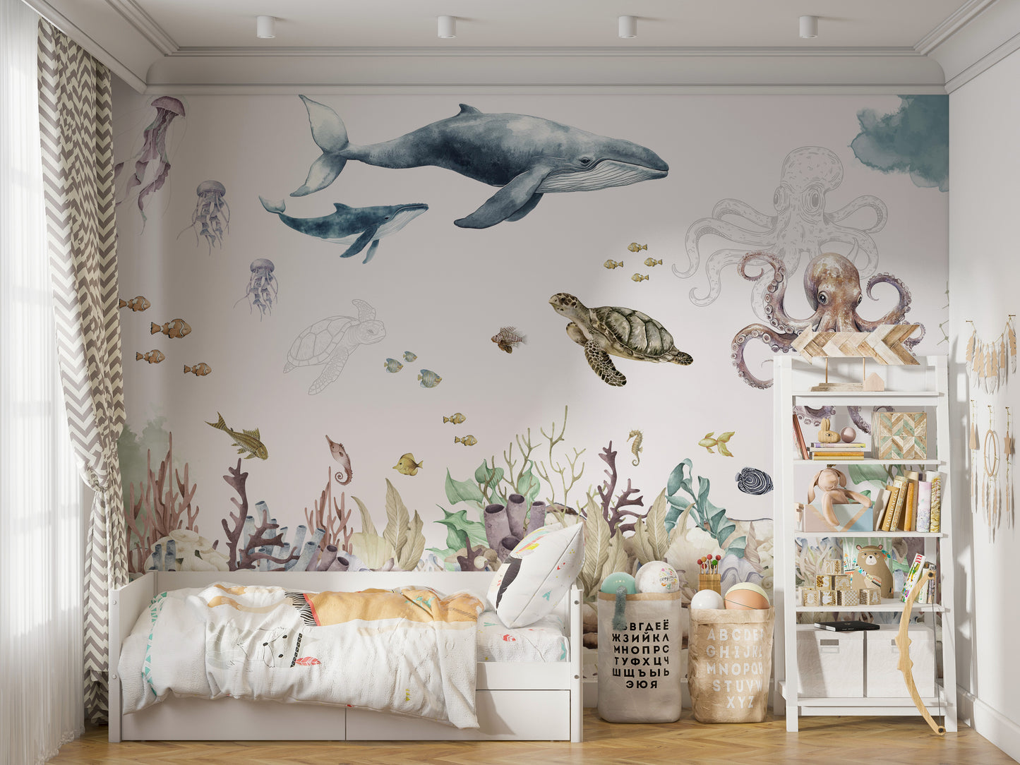 Tropical underwater wallpaper with detailed marine elements
