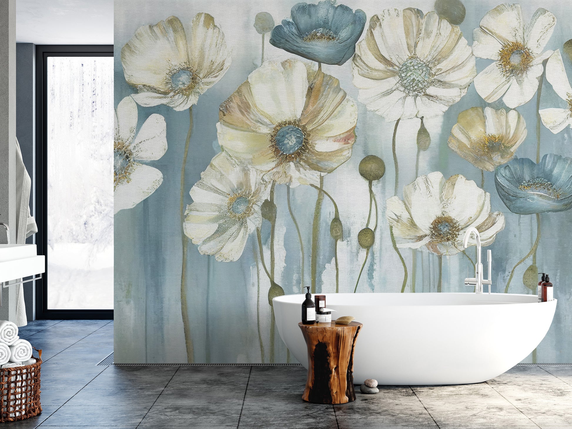 Decorative wall mural with a blossoming beauty theme