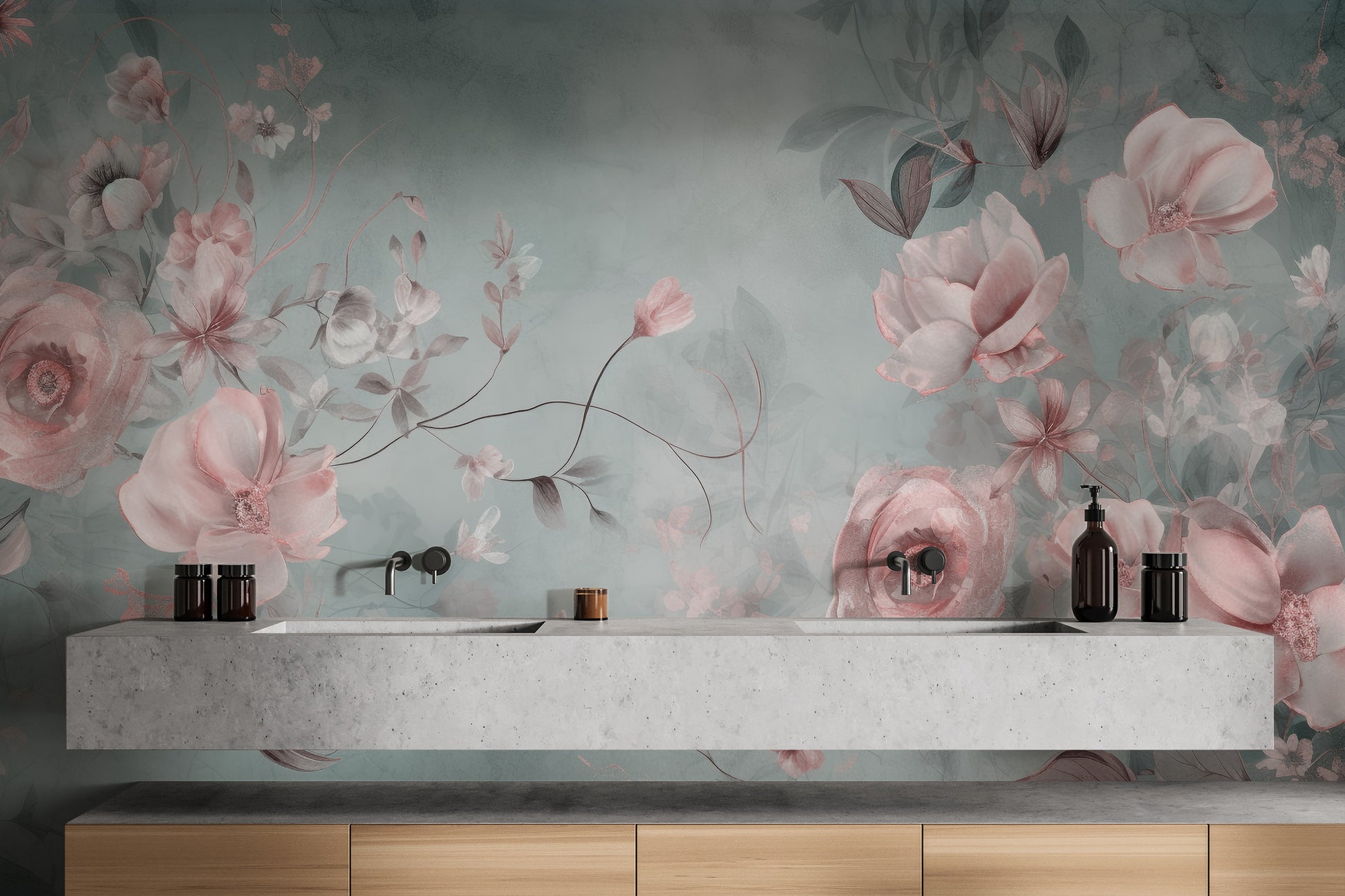 Elegant flora wallpaper mural for stylish interior decor