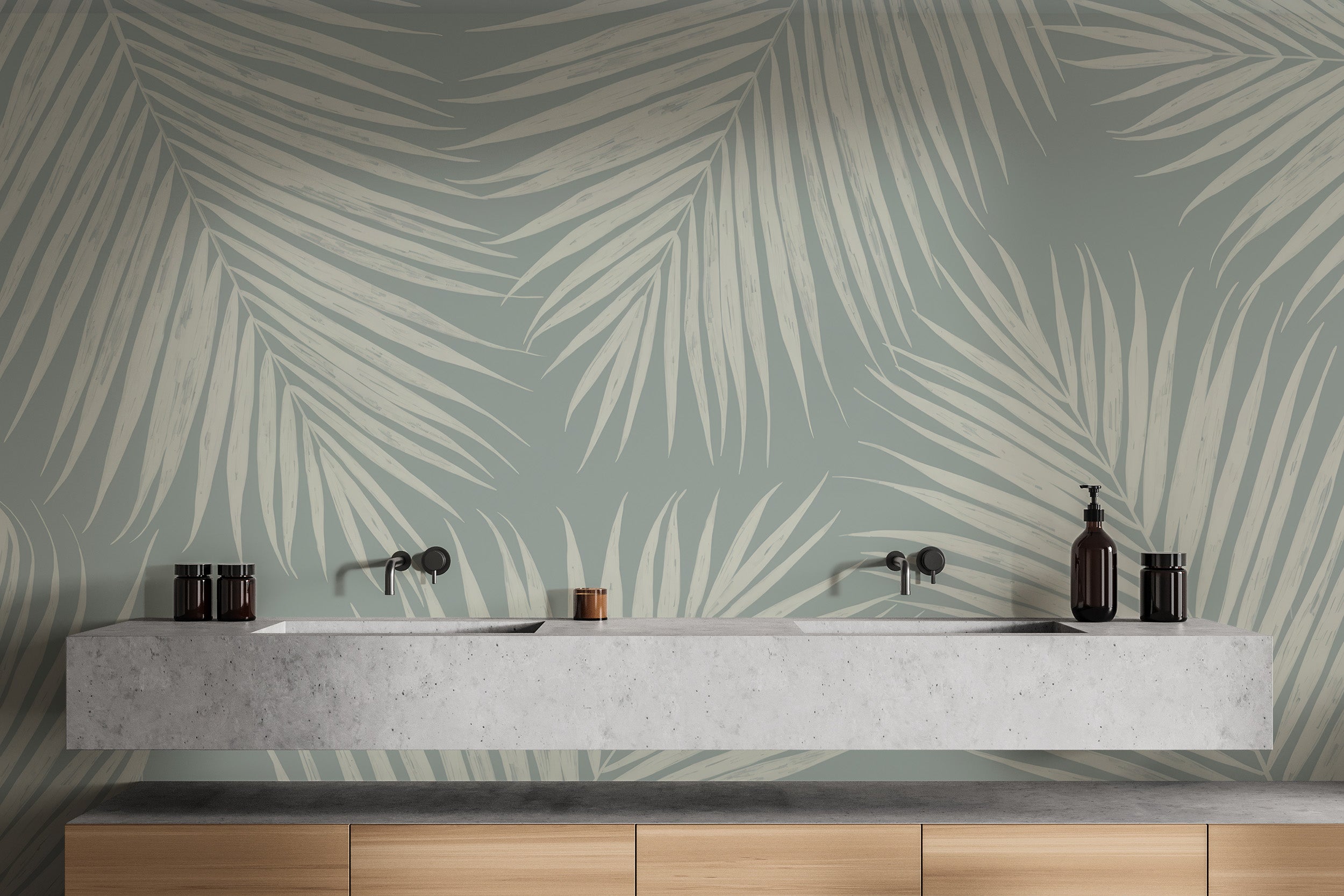 Tropical palm removable wallpaper for interiors