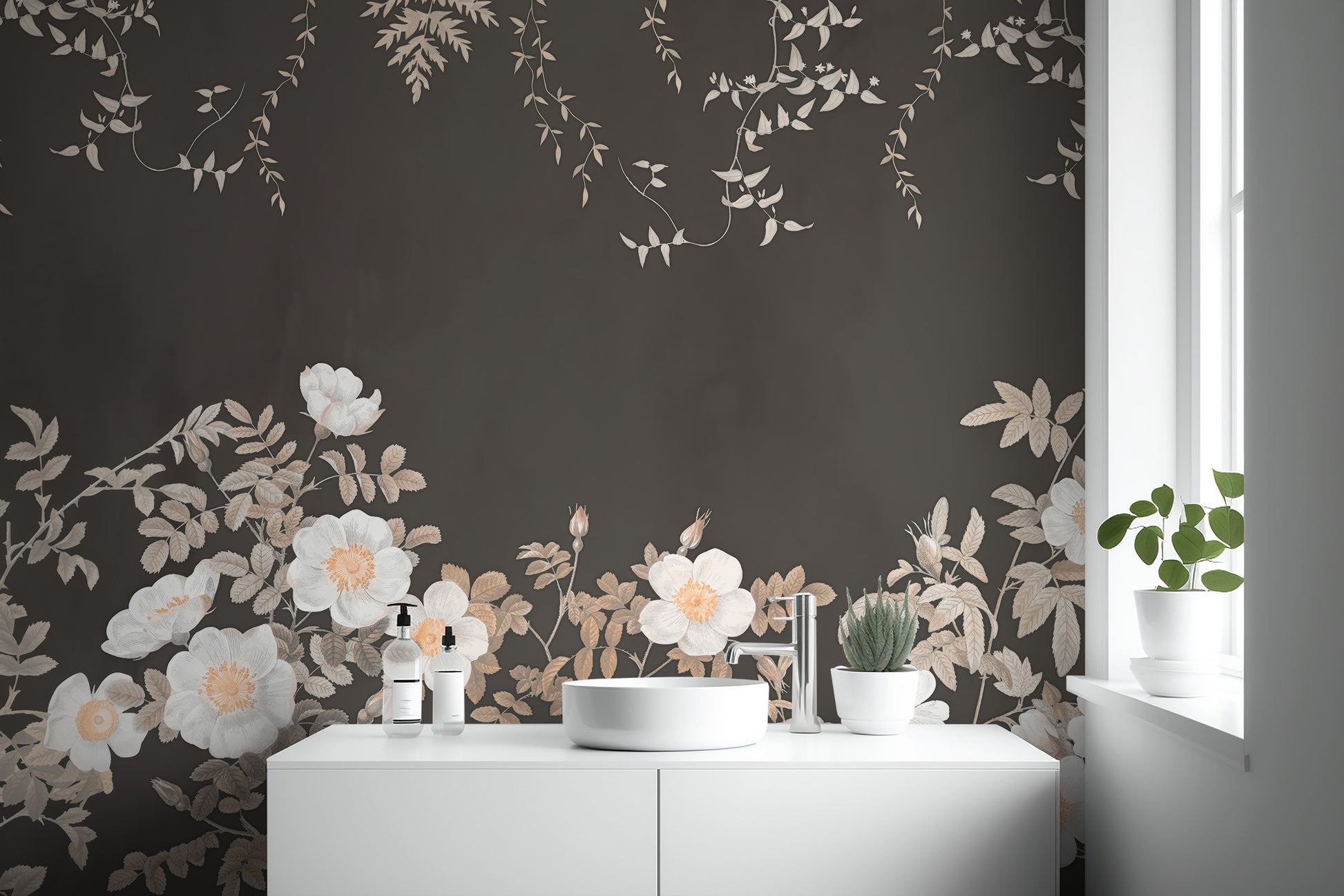 Nature-themed botanical blooms mural for beautiful walls