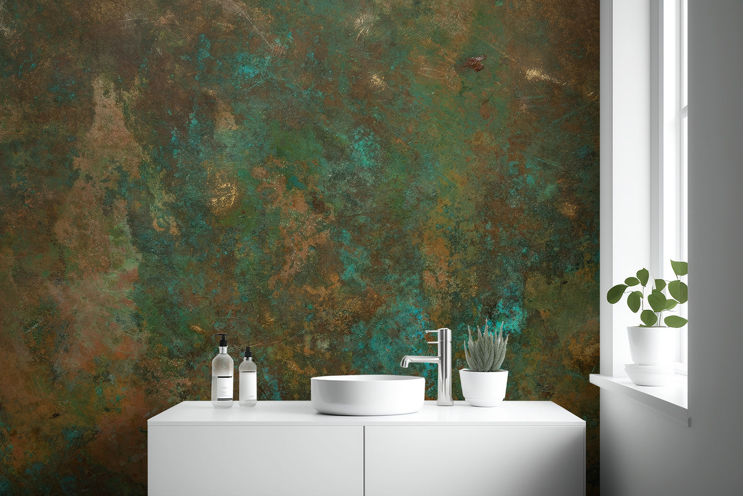 Rustic Green Copper Wallpaper