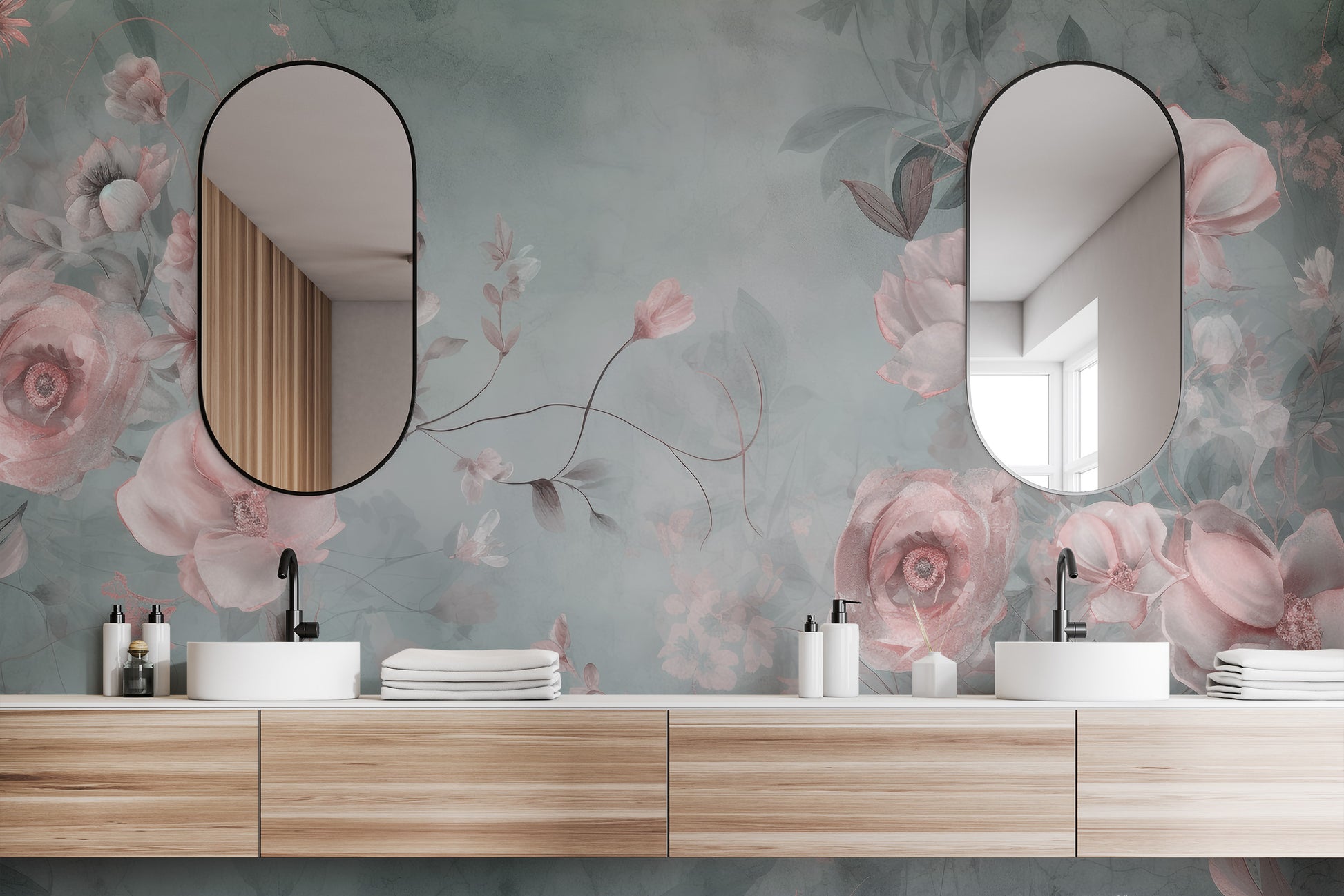 Nature-inspired wallpaper mural with elegant flora details