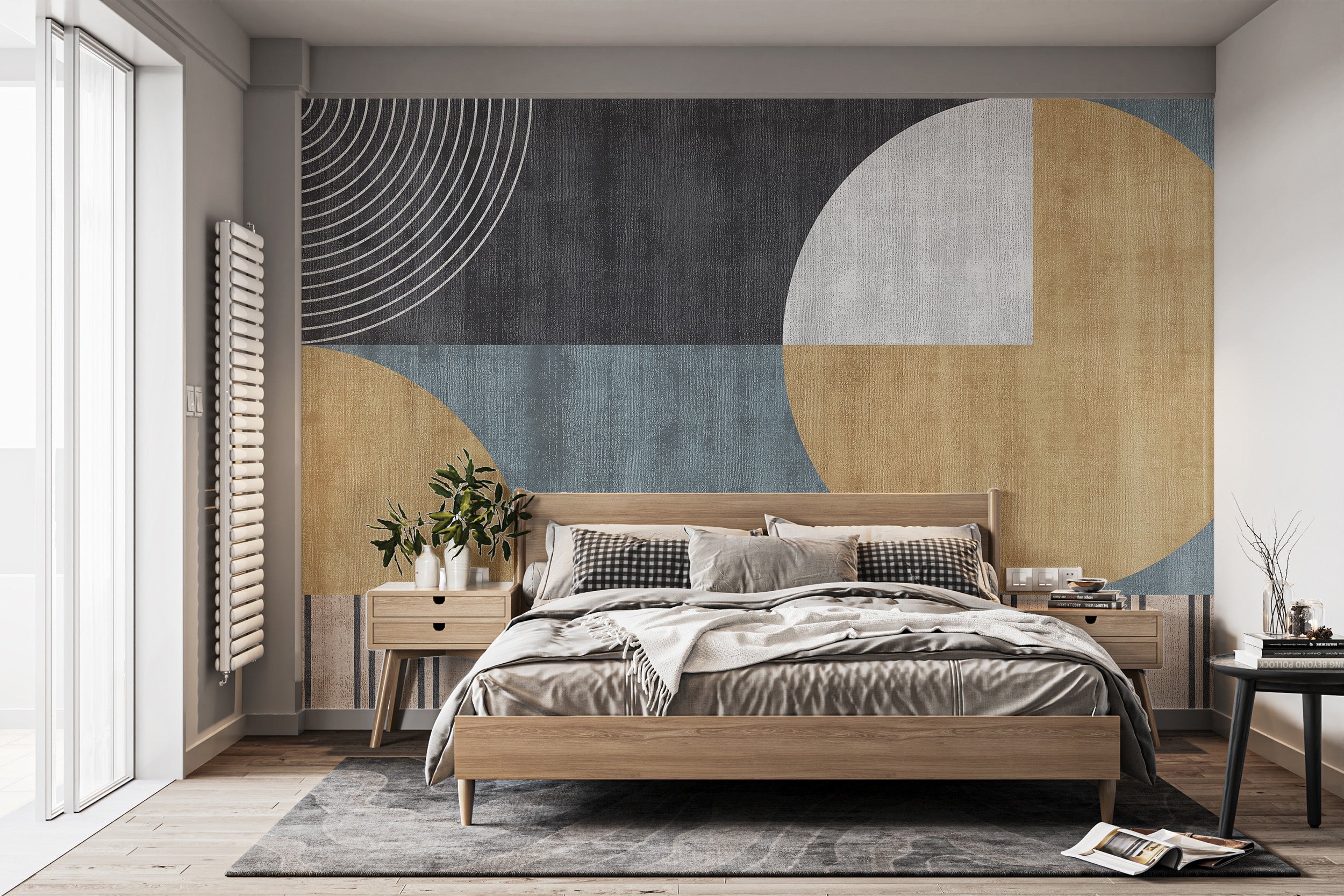 Artistic geometric wallpaper mural for stylish urban rooms