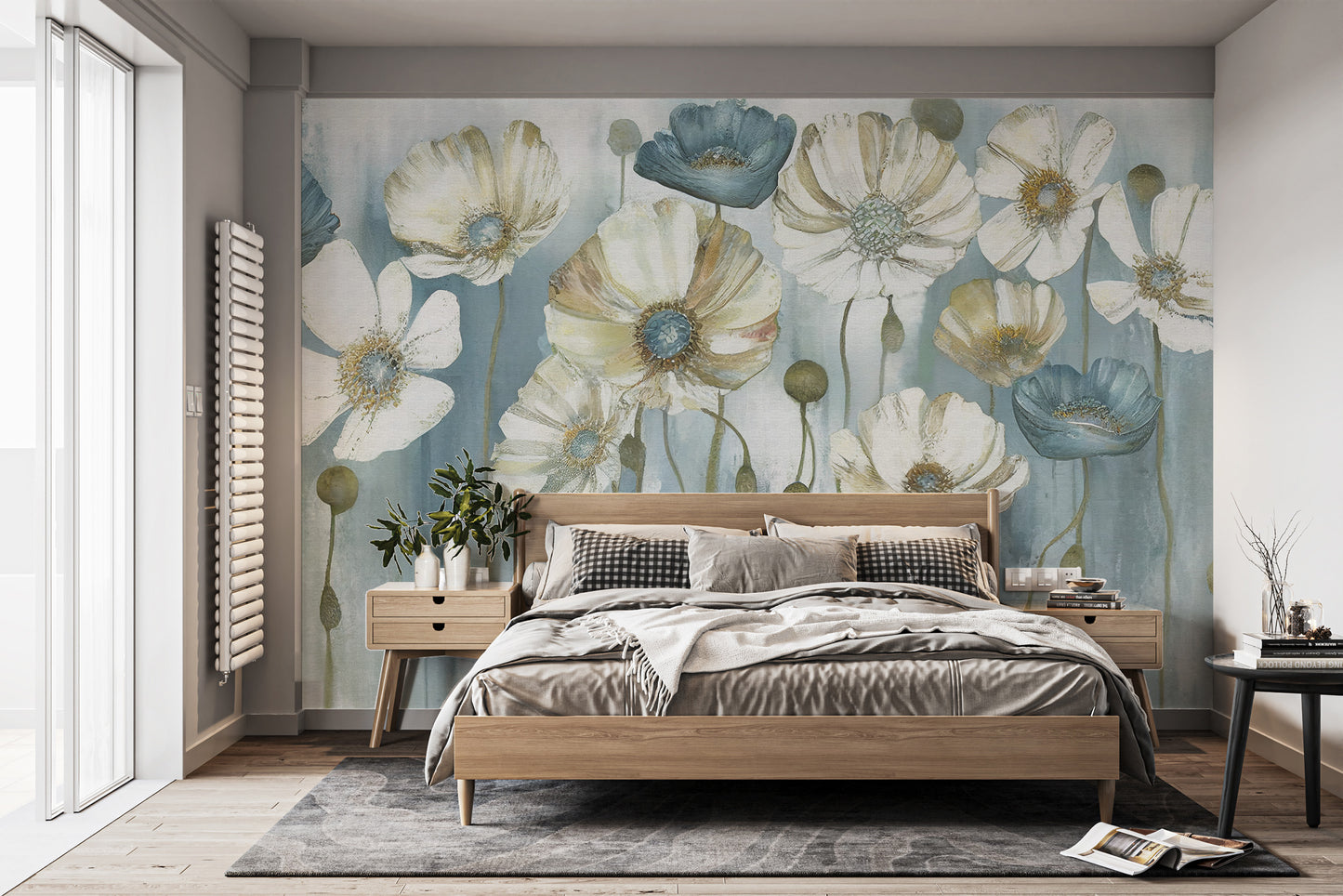 Stylish mural showcasing the beauty of blossoming flowers