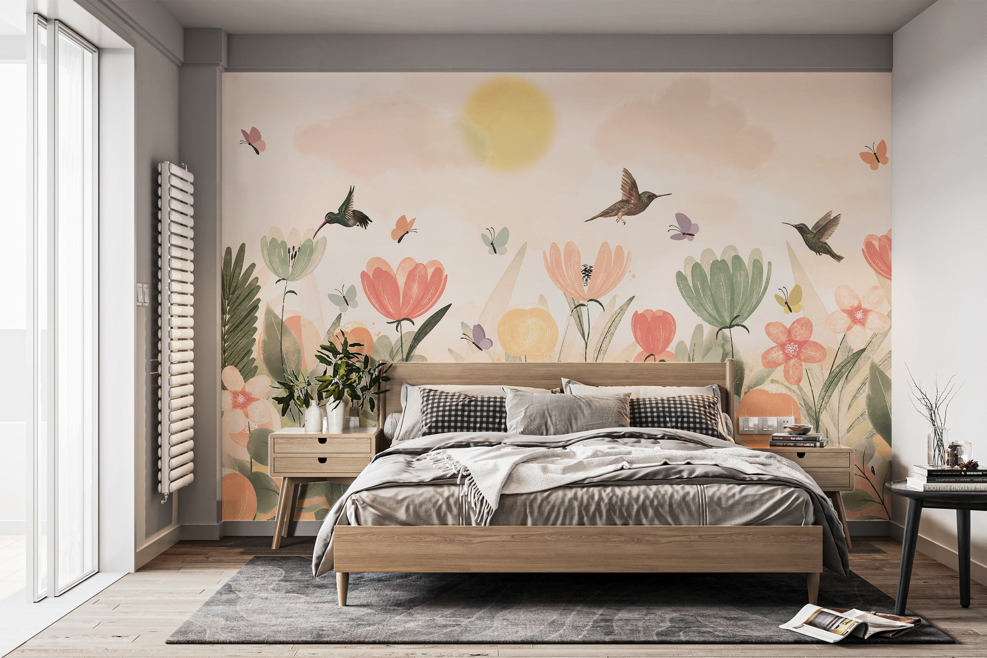 Hummingbird haven wallpaper mural for elegant wall decor