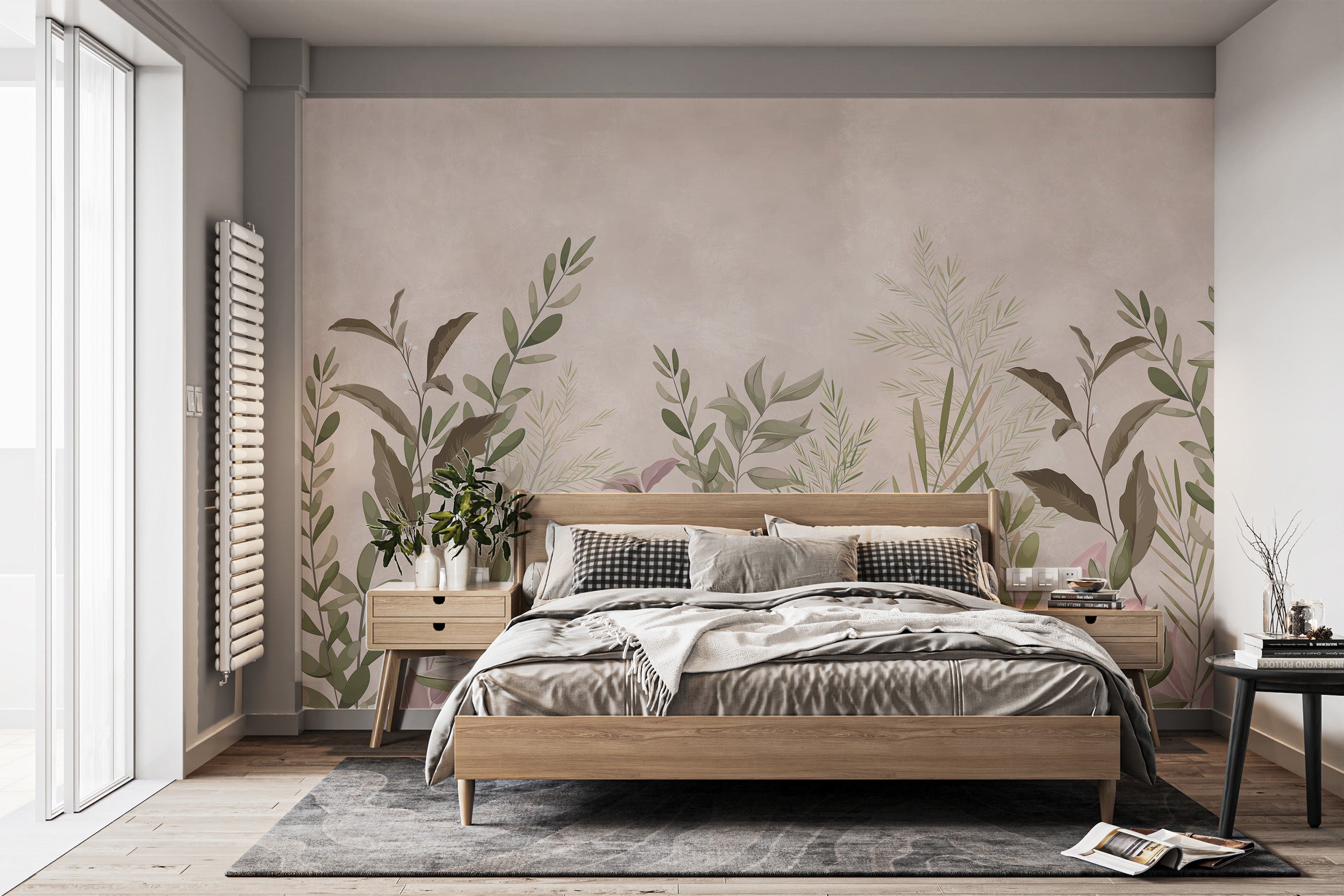 Removable botanic mural wallpaper for modern spaces