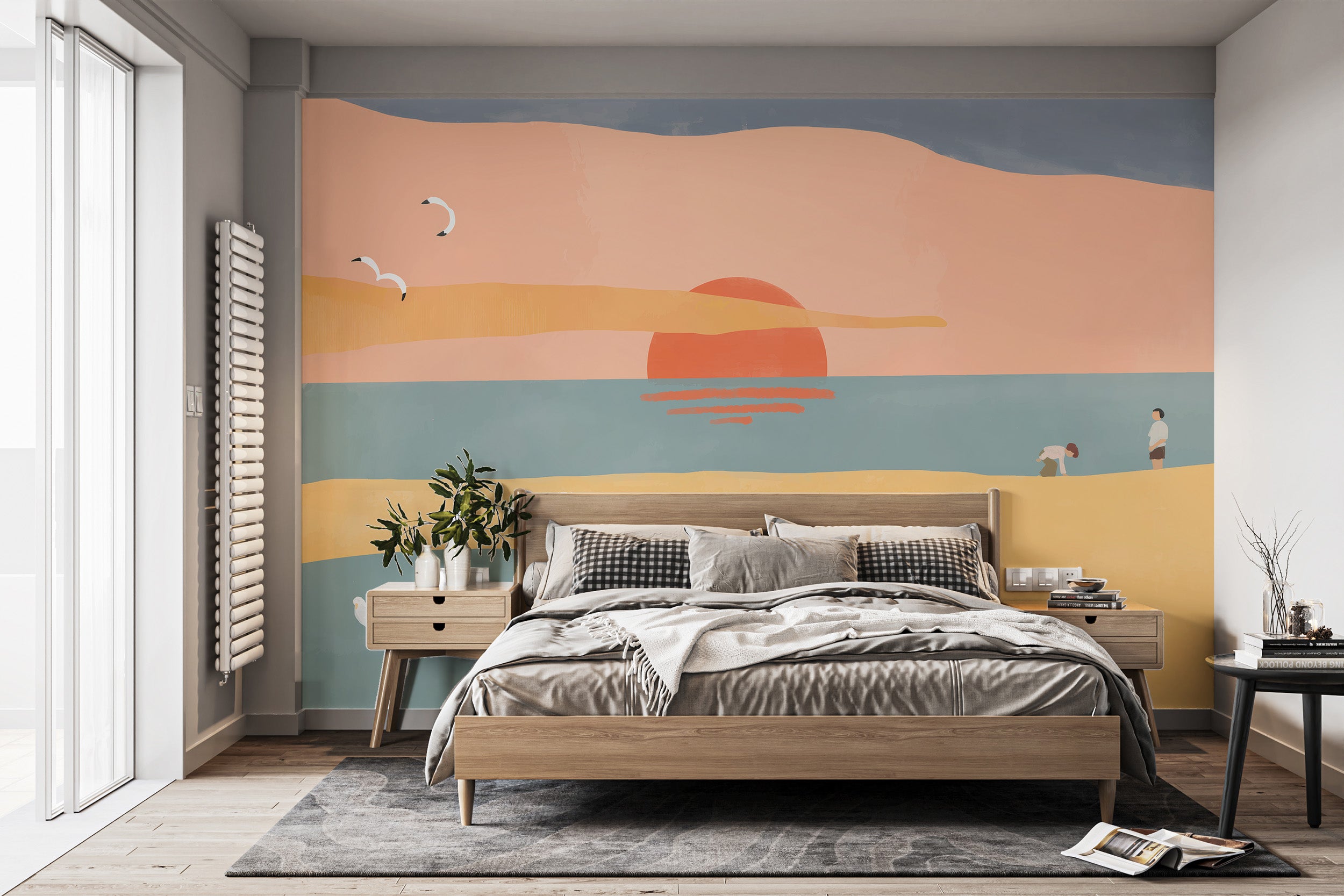 Sunset beach wallpaper mural for serene wall decor