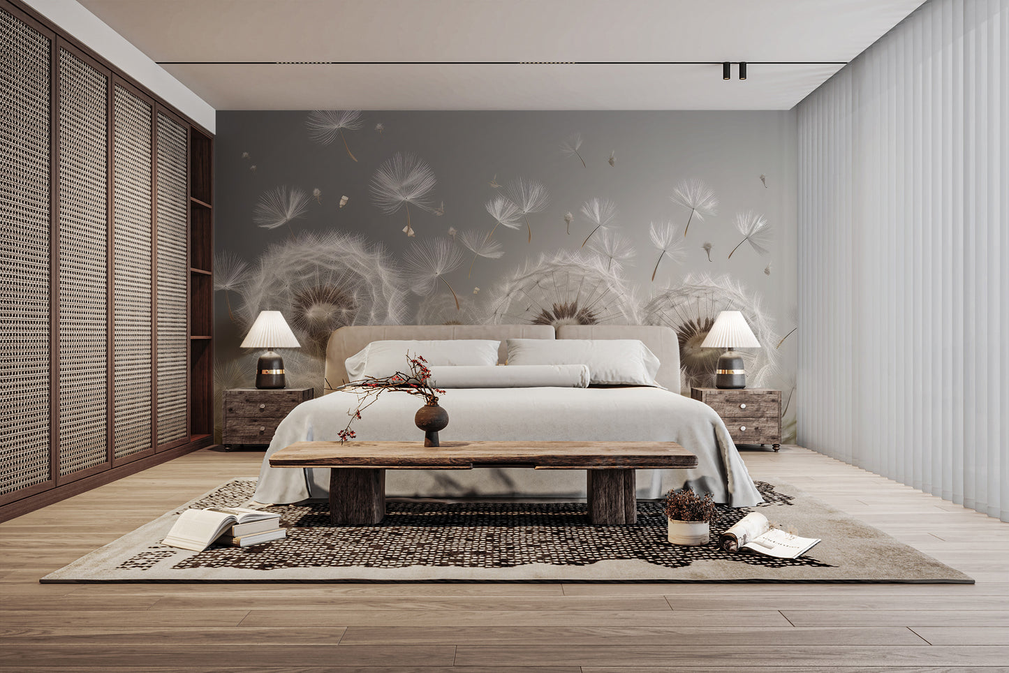 Floating seeds wall mural for adding calm to your home