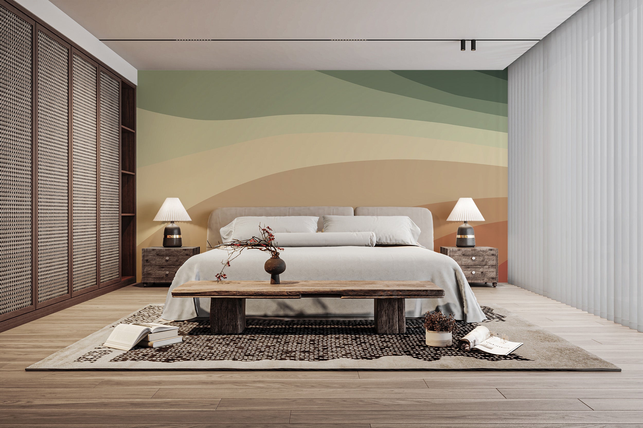 Abstract wall mural with vibrant colors for modern rooms