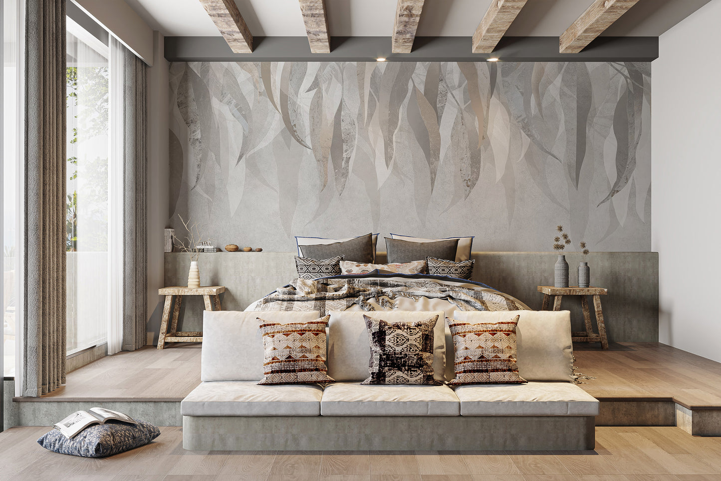 Subtle silver leaf mural for adding elegance to your space