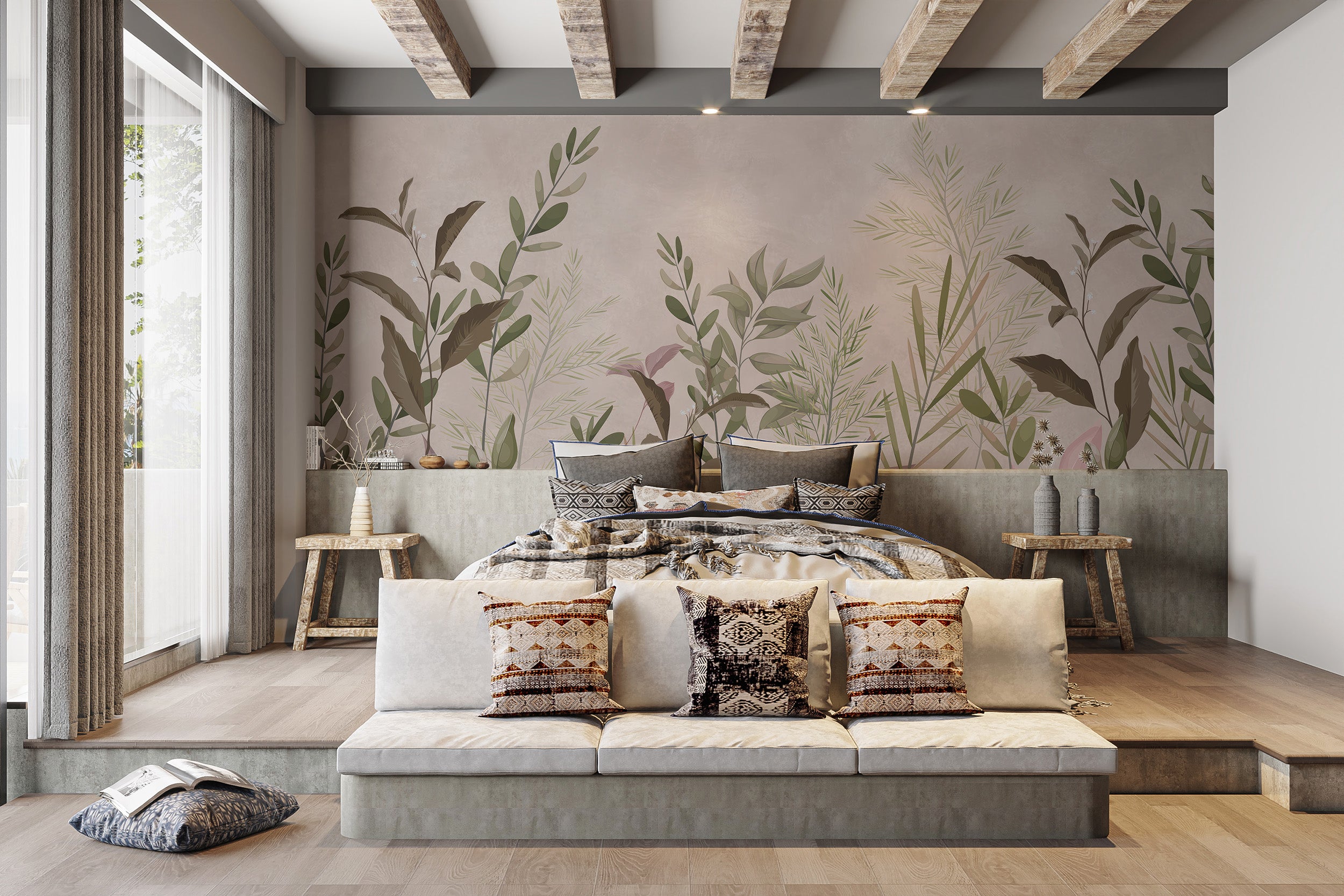 Elegant botanic wallpaper mural for stylish rooms